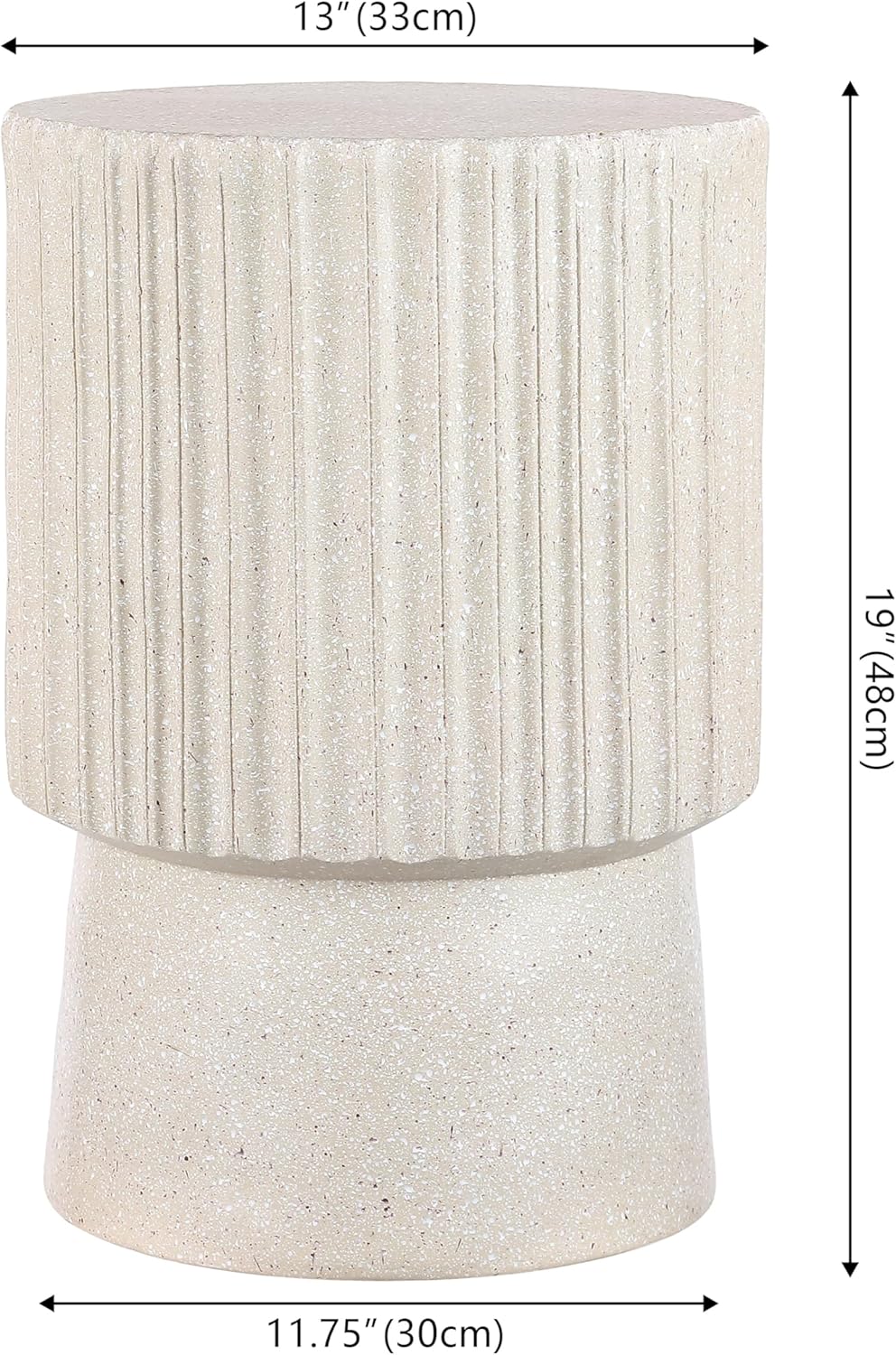 JONATHAN Y TBL1102B Louisa 19" Modern Art Deco Tambour Indoor/Outdoor Accent Table Art Deco, Minimalist, Contemporary, Bohemian, Mid-Century, Patio, Garden, Bathroom,Living Room, Cream Terrazzo Finish