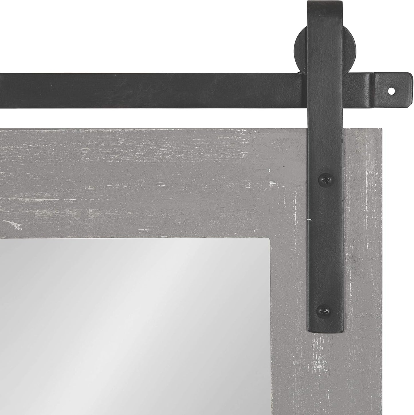 Kate and Laurel Cates Farmhouse Wood Framed Panel Mirror, 18 x 50, Gray, Barn Door-Inspired Rustic Mirrors for Wall