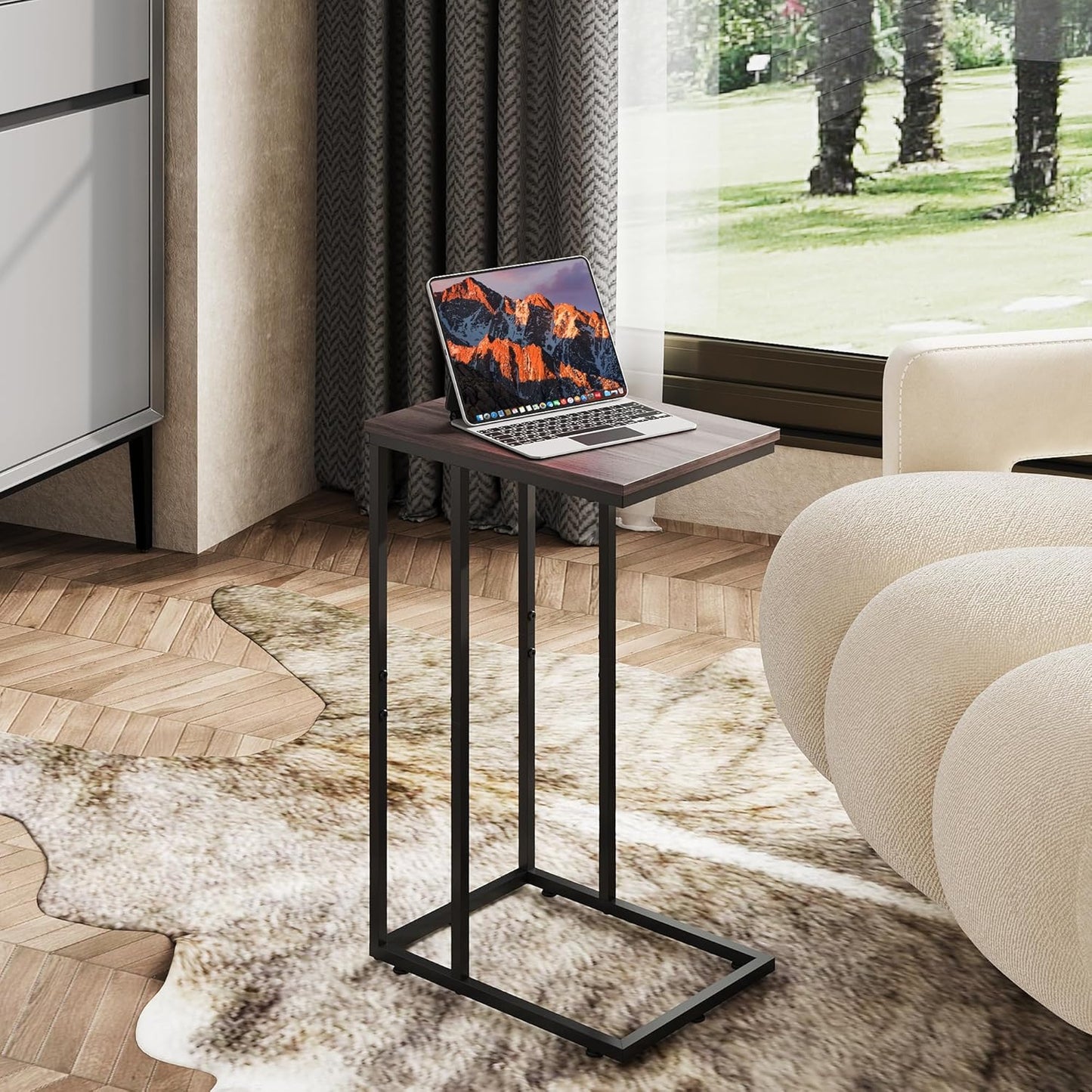 WLIVE Side Table Set of 2, C Shaped End Table Sets, Small Sofa Side Tables Bedroom, Living Room, Home Office, 2-Tier Couch Bedside Table for Small Spaces, A-Grey