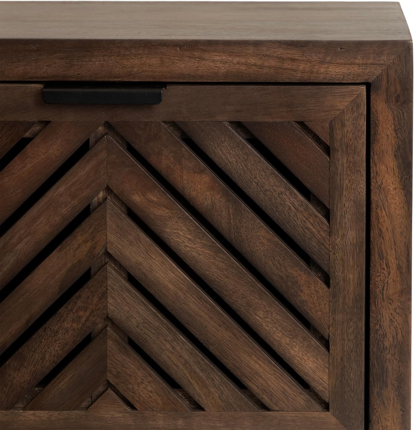 Kate and Laurel Mezzeta Modern Floating Shelf Side Table with Storage Cubby; 16 x 10 x 12; Natural Wood; Decorative Slatted Wood Floating Nightstand with Pull Down Door for Use as Bathroom Storage