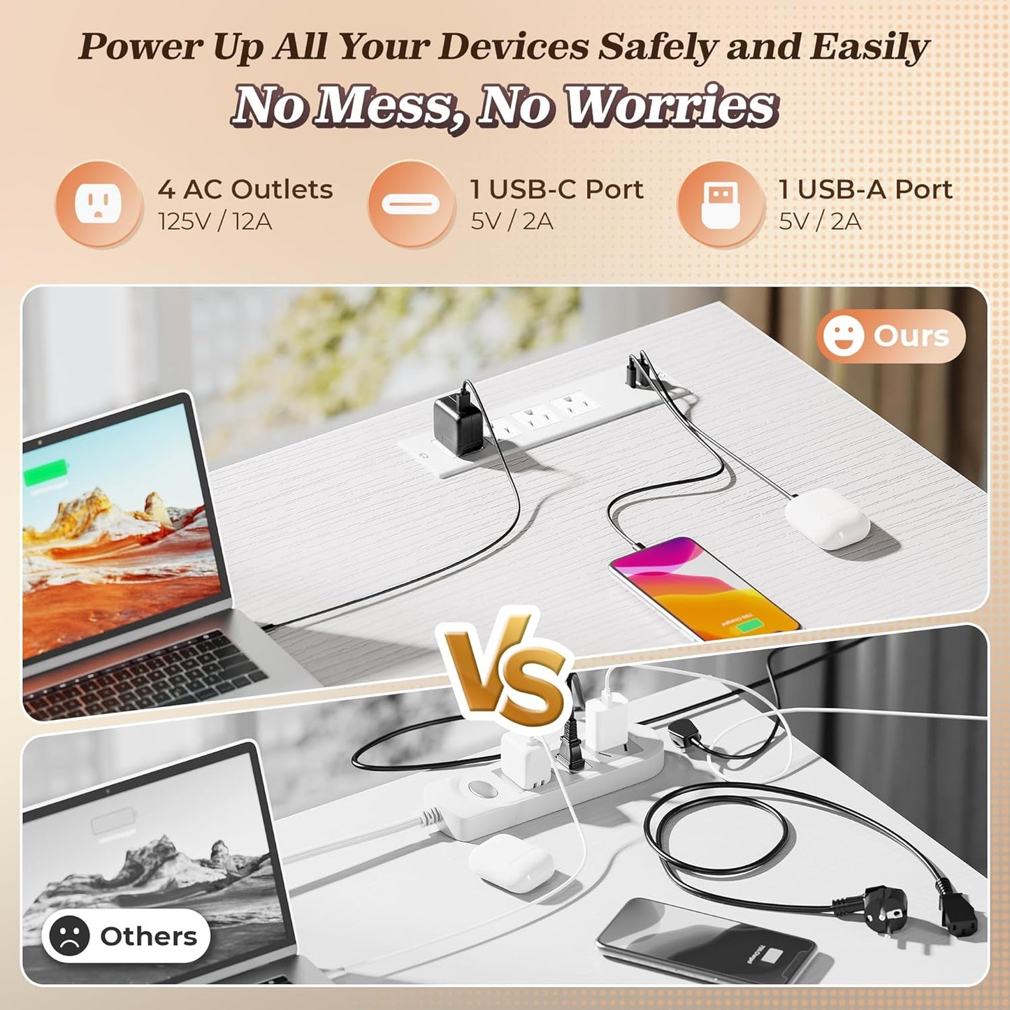 PRAISUN 53" L Shaped Desk with Power Outlets and USB-C Port, Reversible Computer Corner Office Desk with 4 Fabric Drawers and 2 Height-Adjustable Shelves, Large for Gaming Writing Work Study, White