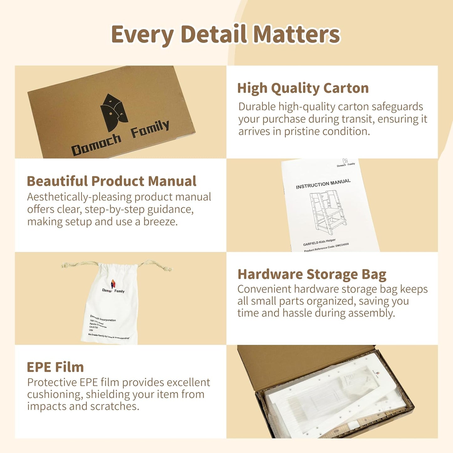 Damoch Family® Compact Toddler Chair & Wooden Step Stool with Adjustable Height – Montessori-Inspired Learning Helper for Kids’ Daily Routines in Kitchen & Bathroom