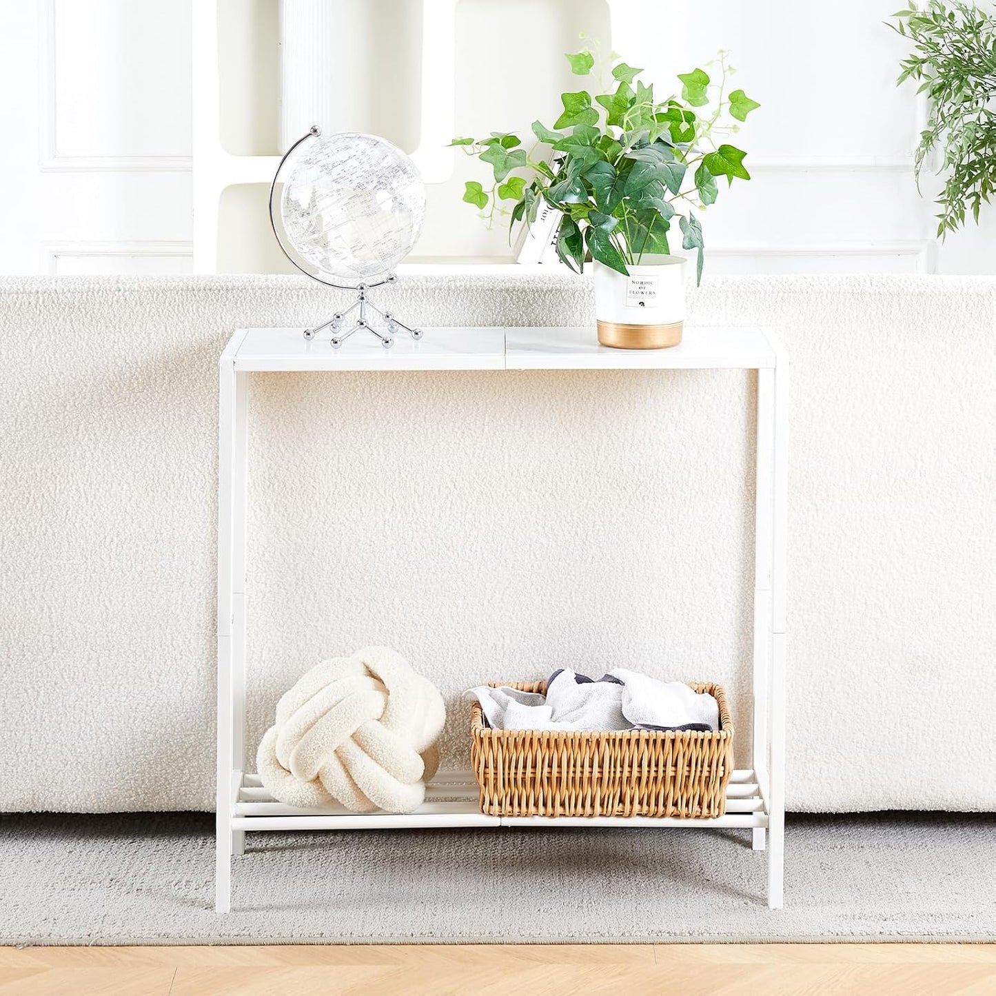 Wimarsbon 29.5" Sofa Tables, Narrow Console Table, 2 Tier Thin Sofa Table, Small Entryway Table with Shelf, Side Display Stand, Metal Frame Sturdy for Hallway, Living Room