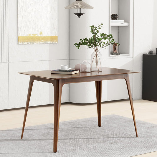 Mid-Century Modern Solid Wood Dining Table with Tapered Lesg for 4 People, 47.2inch, Kitchen or Living Room Furniture, Walnut