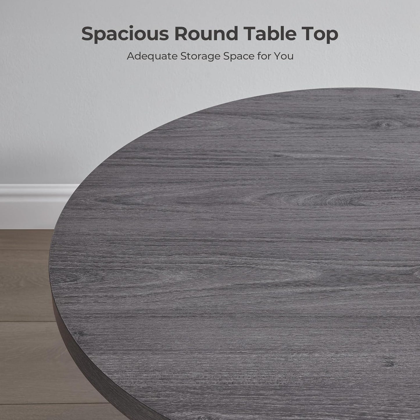 SICOTAS Round Coffee Table for Living Room, Mid Century Modern Fluted Center Coffee Table with Storage, 32" Circle Accent Tea Dining Table for Apartment, Dark Grey Alder