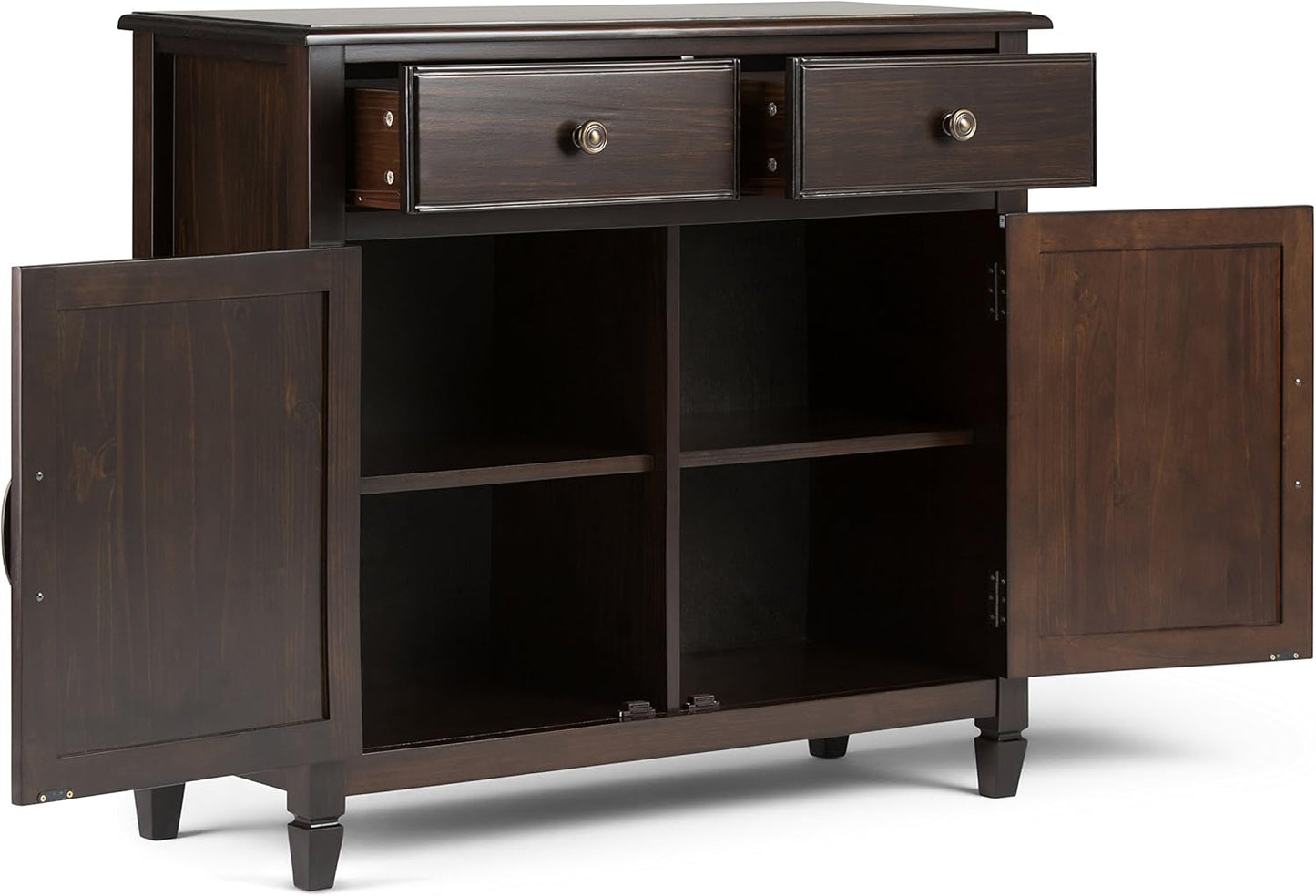 SIMPLIHOME Connaught SOLID WOOD 40 Inch Wide Traditional Entryway Storage Cabinet in Dark Chestnut Brown, For the Living Room, Entryway and Family Room