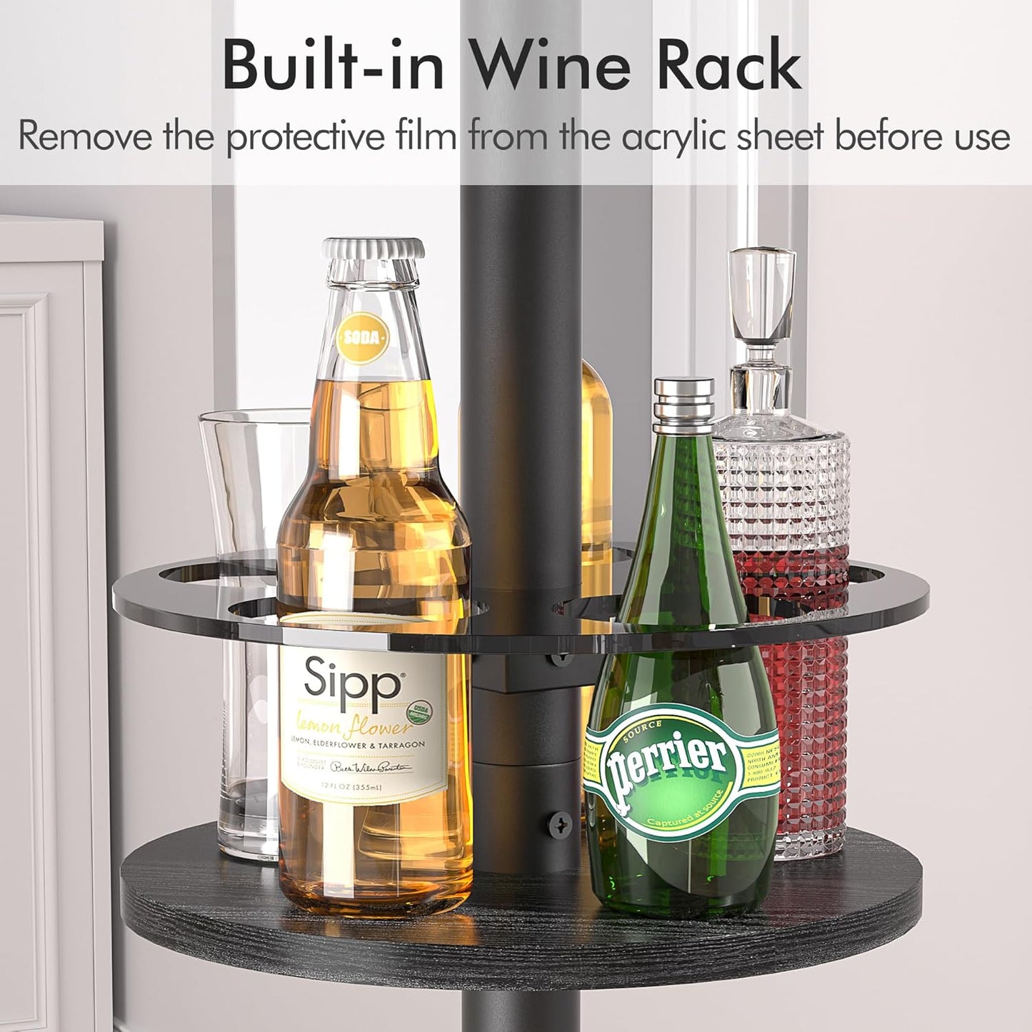 VECELO 36” High Top Bar Table, Sturdy Frame with Metal Base for Cocktail, Pub, Easy Assembly, Matte Black