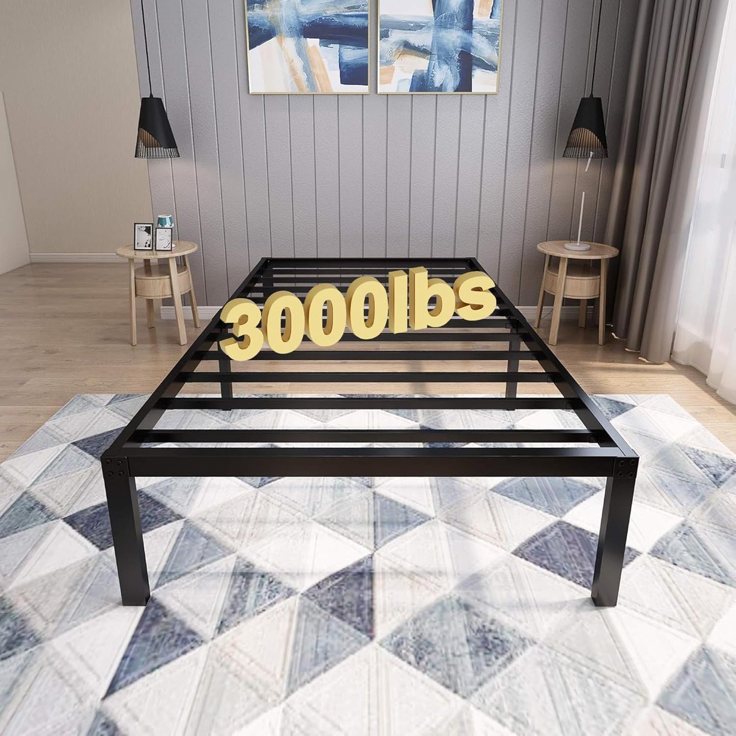 45MinST 18 Inch Platform Bed Frame/Easy Assembly Mattress Foundation / 3000lbs Heavy Duty Steel Slat/Noise Free/No Box Spring Needed, Twin