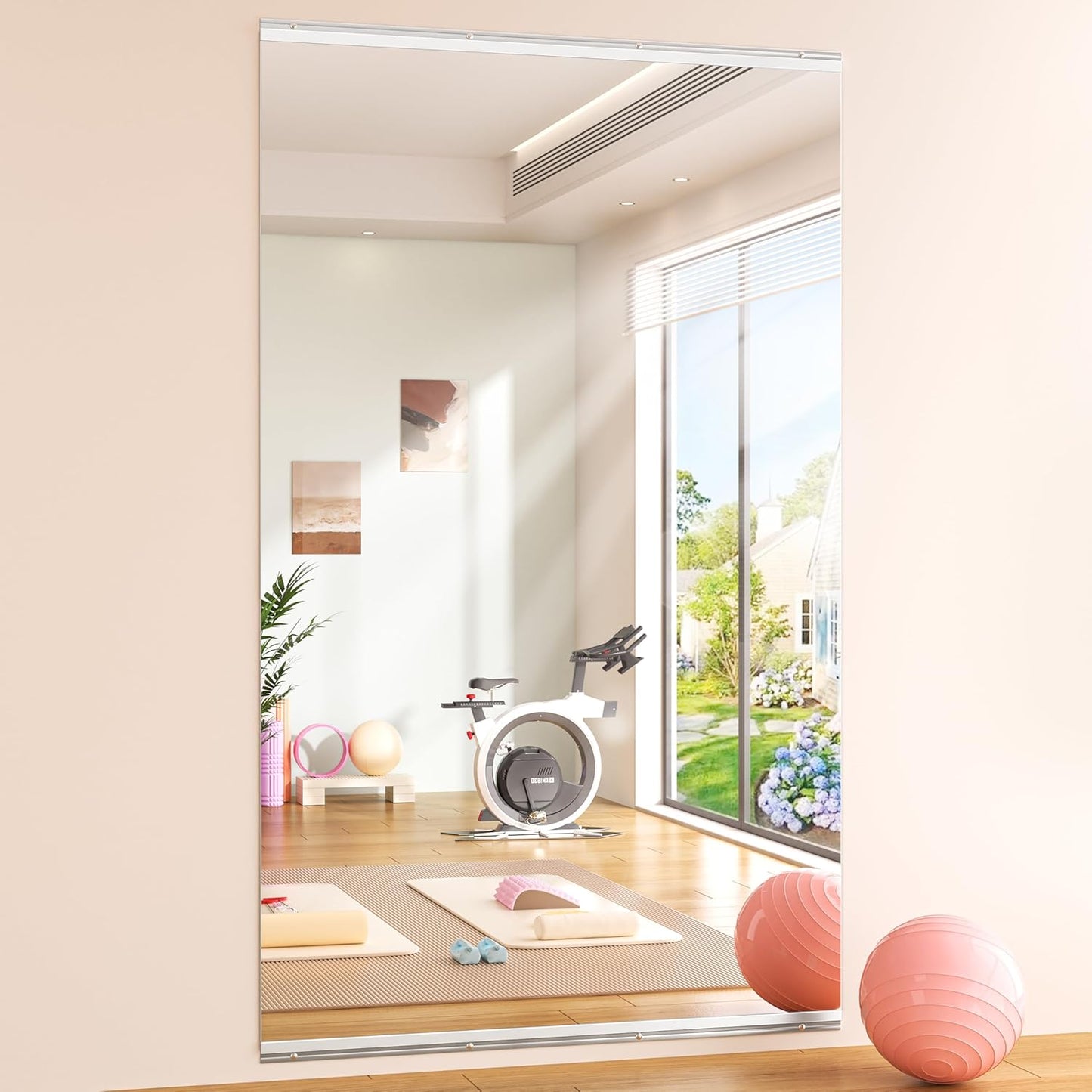 Hasipu Home Gym Mirror 95" L x 39" W - 1PC Large Full Body Mirror for Yoga, Wall-Mounted Mirrors for Fitness, Garage, Dance Studio, 0.16in Tempered Glass Frameless