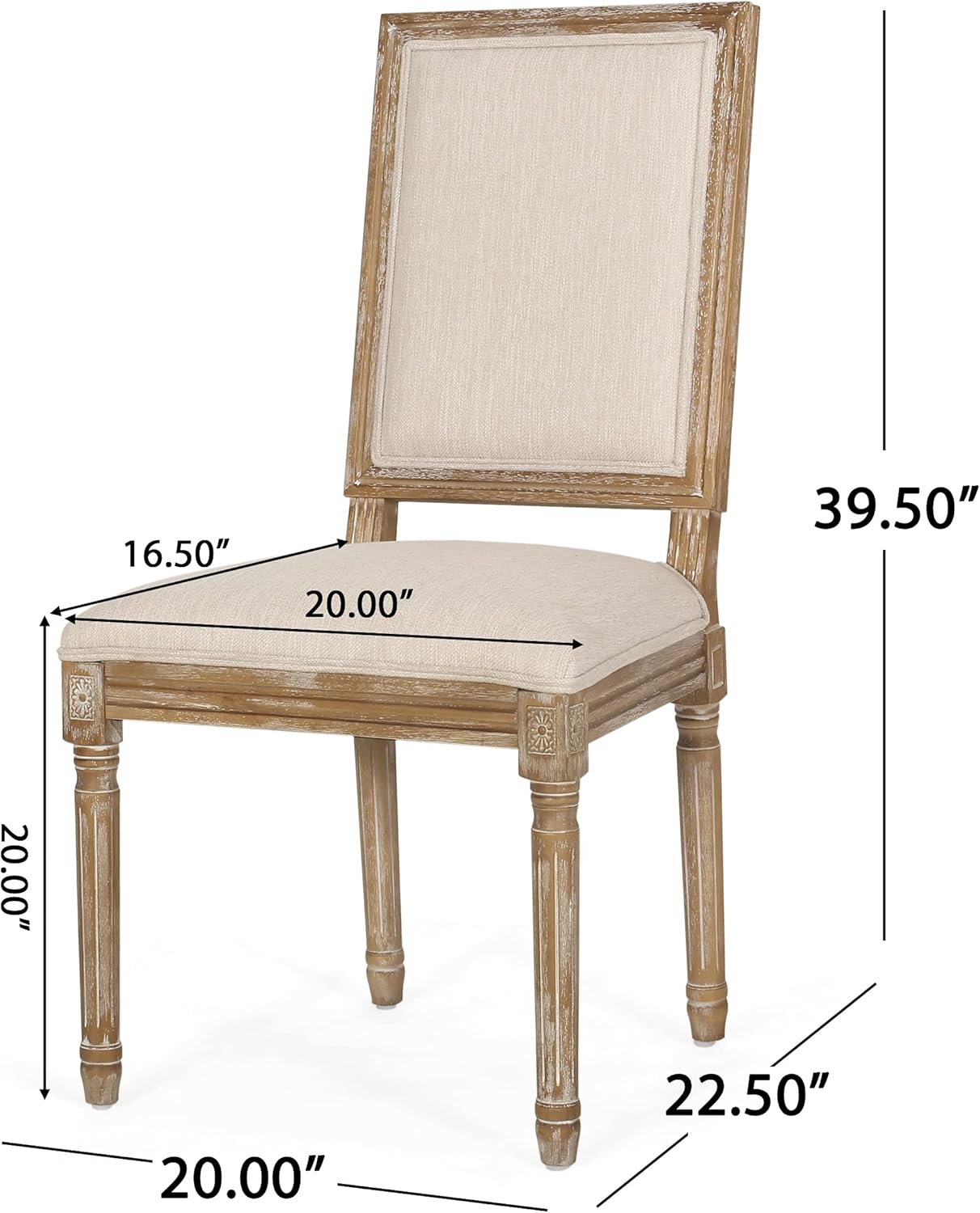 Christopher Knight Home Regina French Country Dining Chairs Set of 2, Wooden Dining Room Chair, High Back Kitchen Side Chair, Fabric Upholstered Armless Extra Seat, Beige and Natural