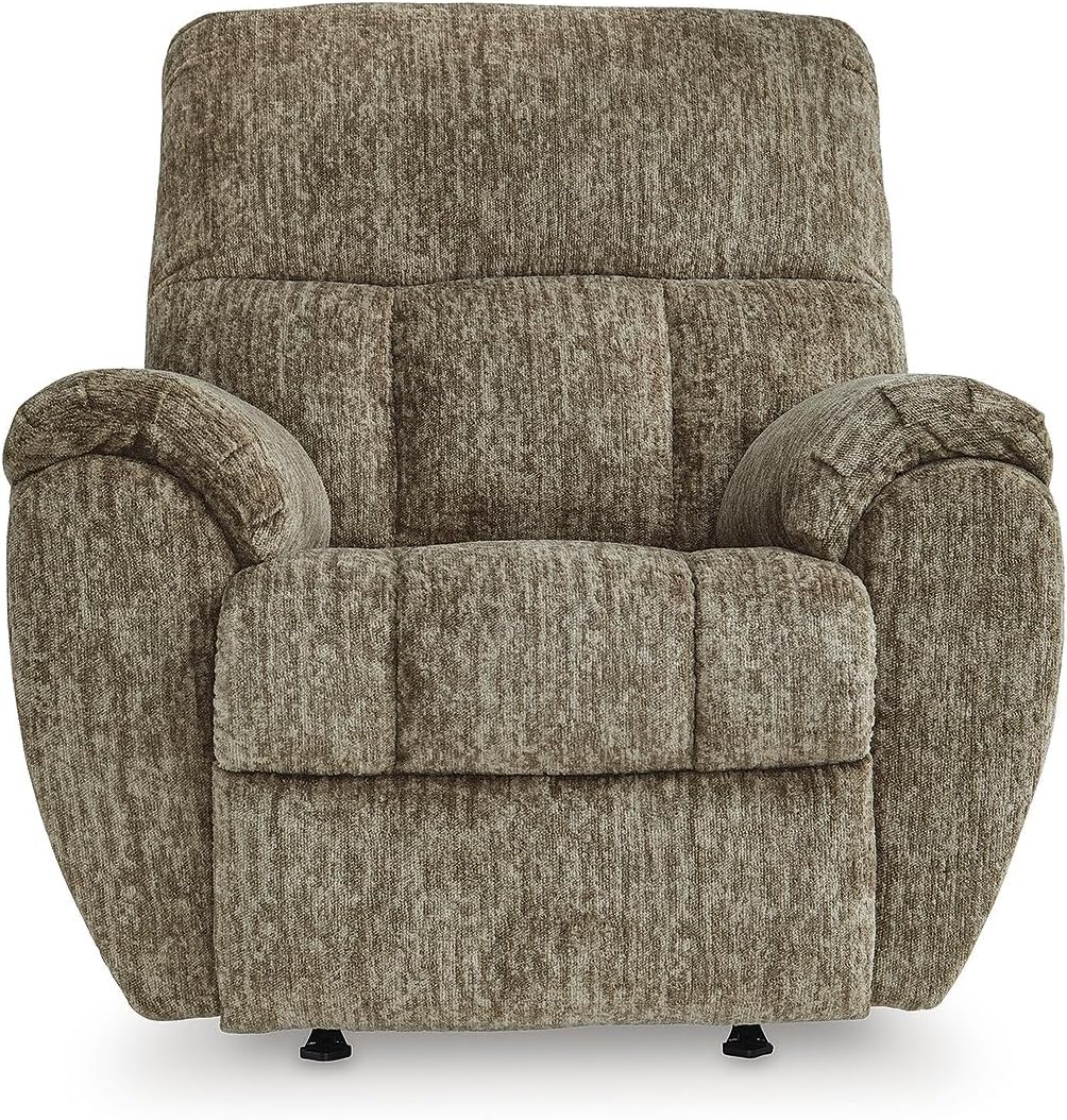 Signature Design by Ashley Rampant Casual Manual Rocker Recliner with Pillow-Top Arms, Light Brown