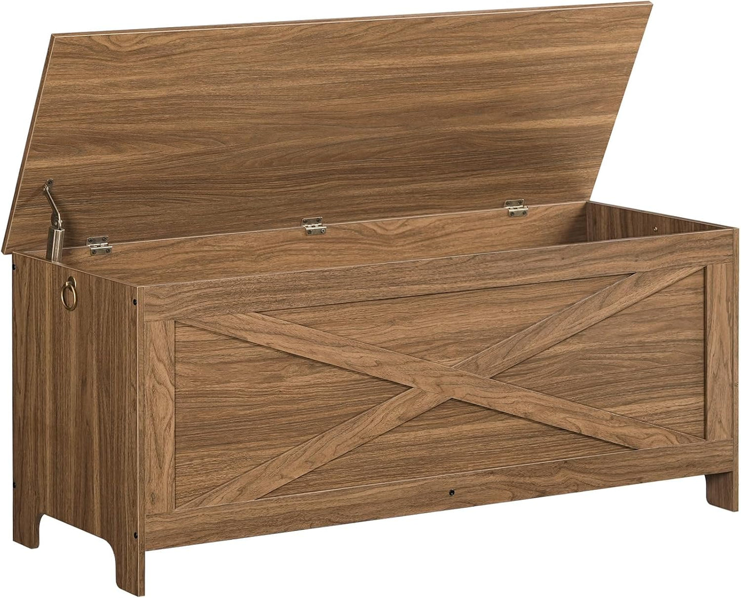 47.2" Toy Chest, Sturdy Entryway Storage Chest with Safety Hinge, Retro Toy Box, Wooden Look Accent Furniture for Living Room, Bedroom, Honey Brown SCOR48801