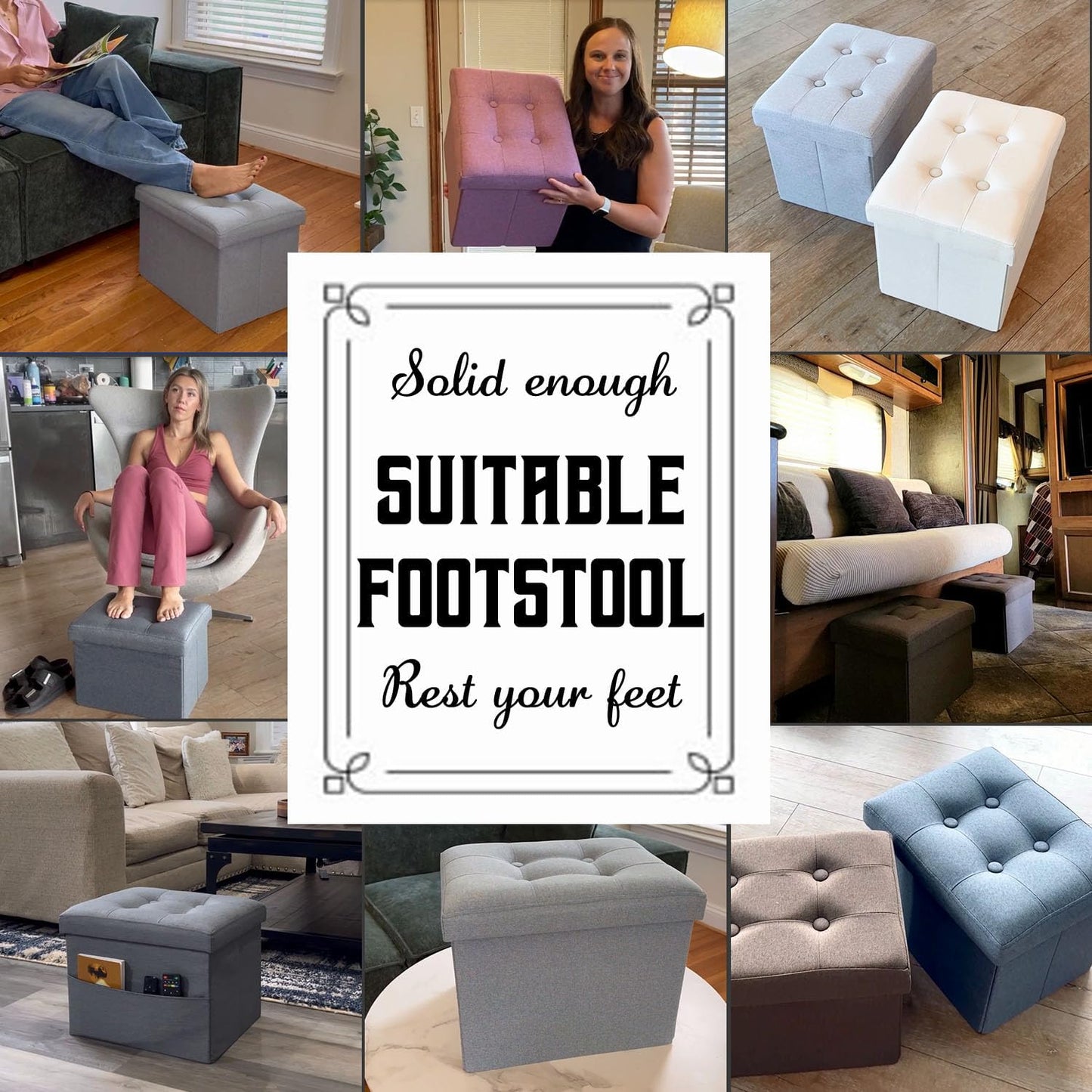 Ottoman Storage Ottoman Foot Rest Stool Foldable Bench with Storage Student Dormitory Bedroom and Entryway Storage 17 X 13 X 13