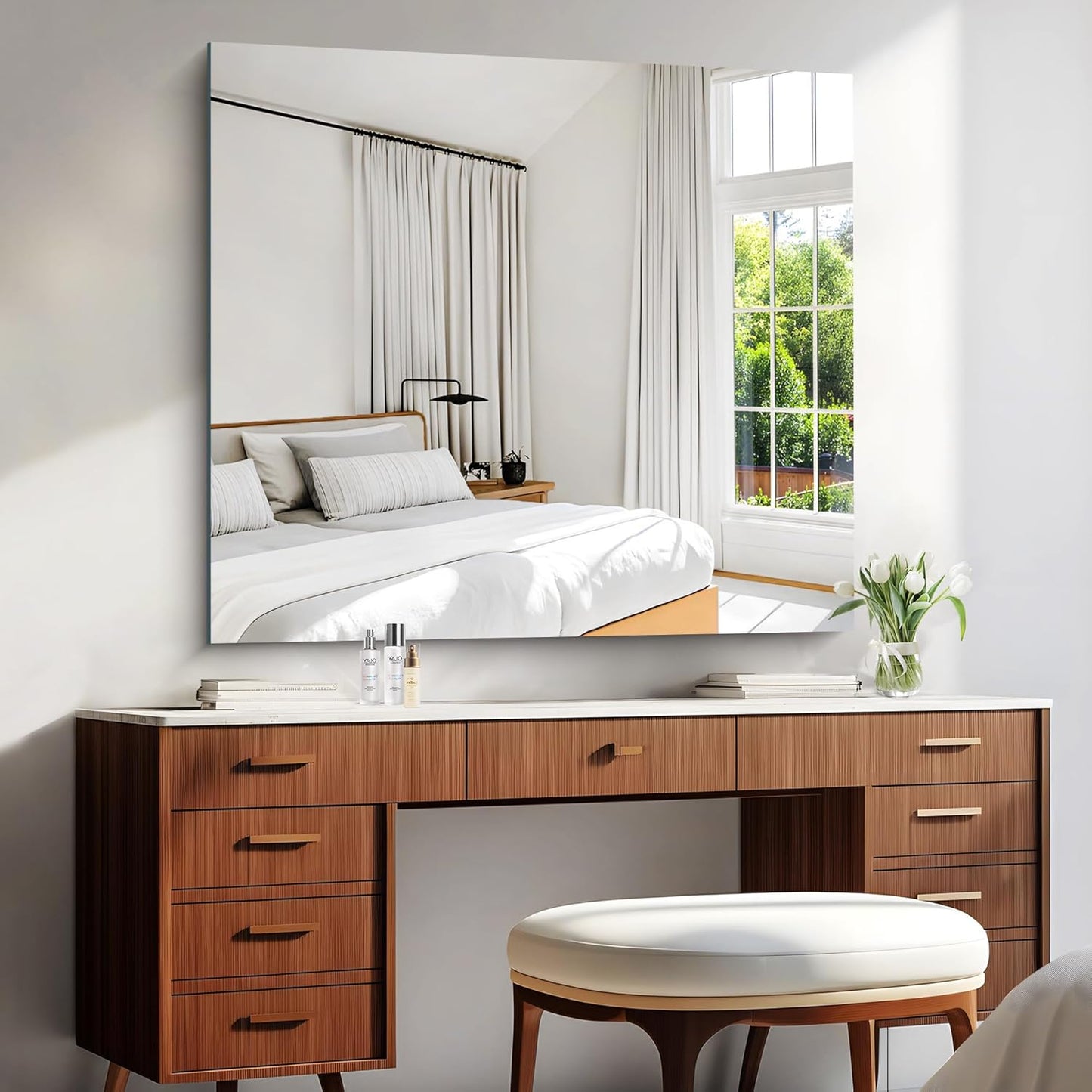 KOCUUY Large Frameless Mirror,36x40 Inch Rectangle Bathroom Vanity Mirror for Over Sink, Upgraded Shatterproof Unframed Design for Bedroom, Living Room, Entryway