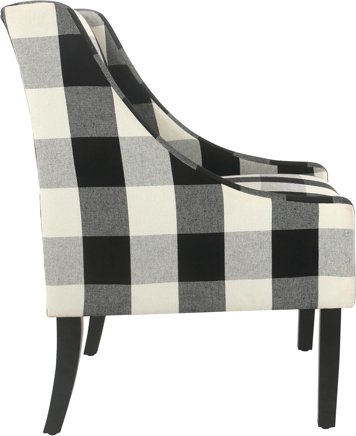 Homepop Home Decor | Upholstered Swoop Arm Accent Chair | Accent Chairs for Living Room & Bedroom | Decorative Home Furniture, Black Plaid