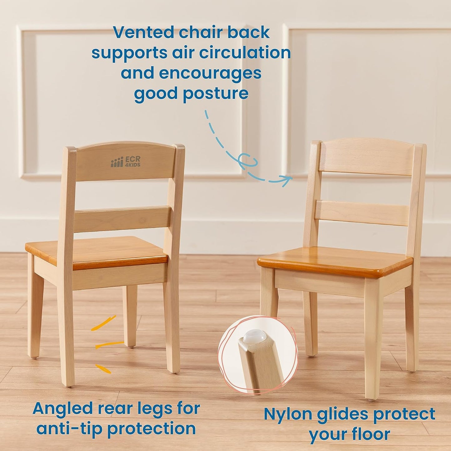 ECR4Kids Hideaway Table and Chair Set, Kids Furniture, Honey/Antique White, 3-Piece