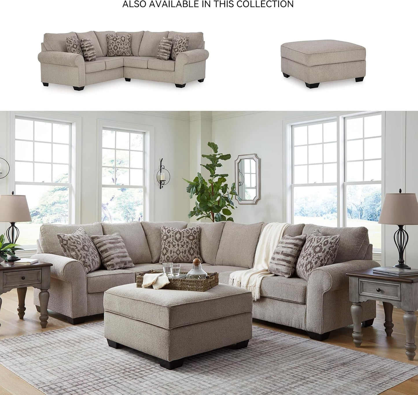 Signature Design by Ashley Claireah Casual Square Storage Ottoman with Removable Lid, Light Brown