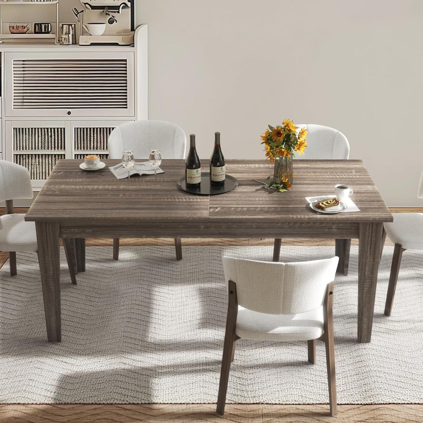 Expandable Dining Table, Convertible Table for Dining Room, Kitchen and Small Spaces, for 6-10 People, Dark Oak