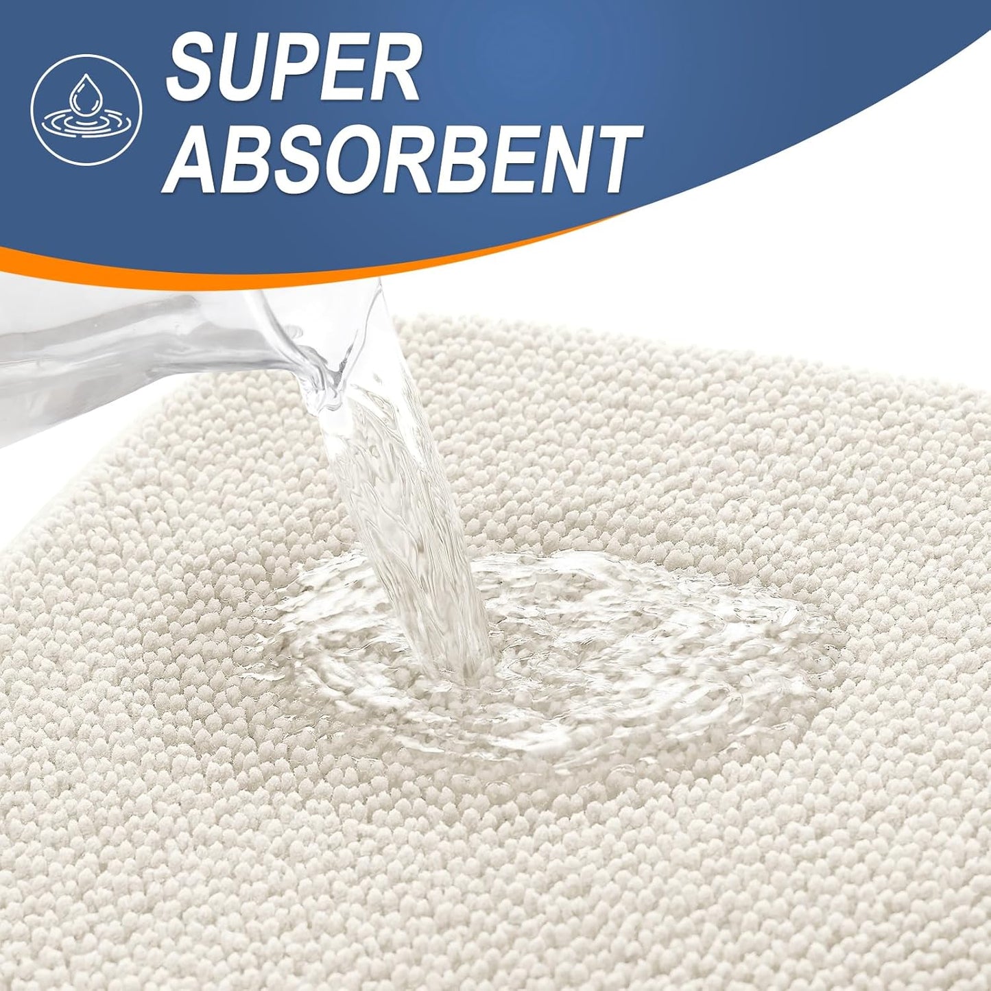 OLANLY Thick Memory Foam Bath Mat Rug 47x20, Extra Soft Absorbent Bathroom Rug, Quick Dry Bath Mats, Non-Slip, Machine Washable Carpet for Bathroom, Tub and Shower, Home Decor Accessories, Ivory