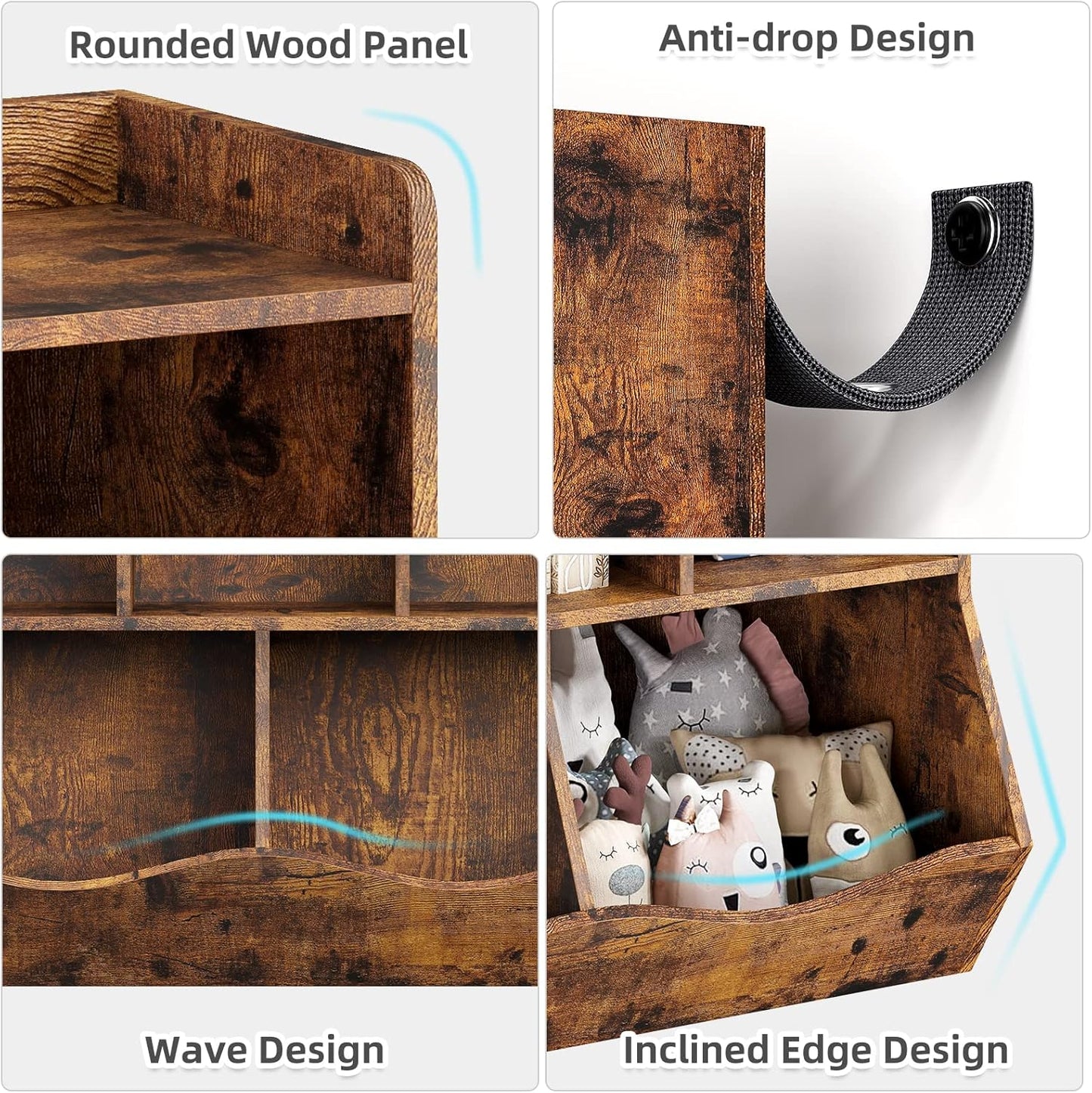 IDEALHOUSE Toy Bookshelf and Bookcase, Multi Shelf with Cubby Organizer Cabinet for Storage Books and Toys, for Bedroom, Playroom, Hallway