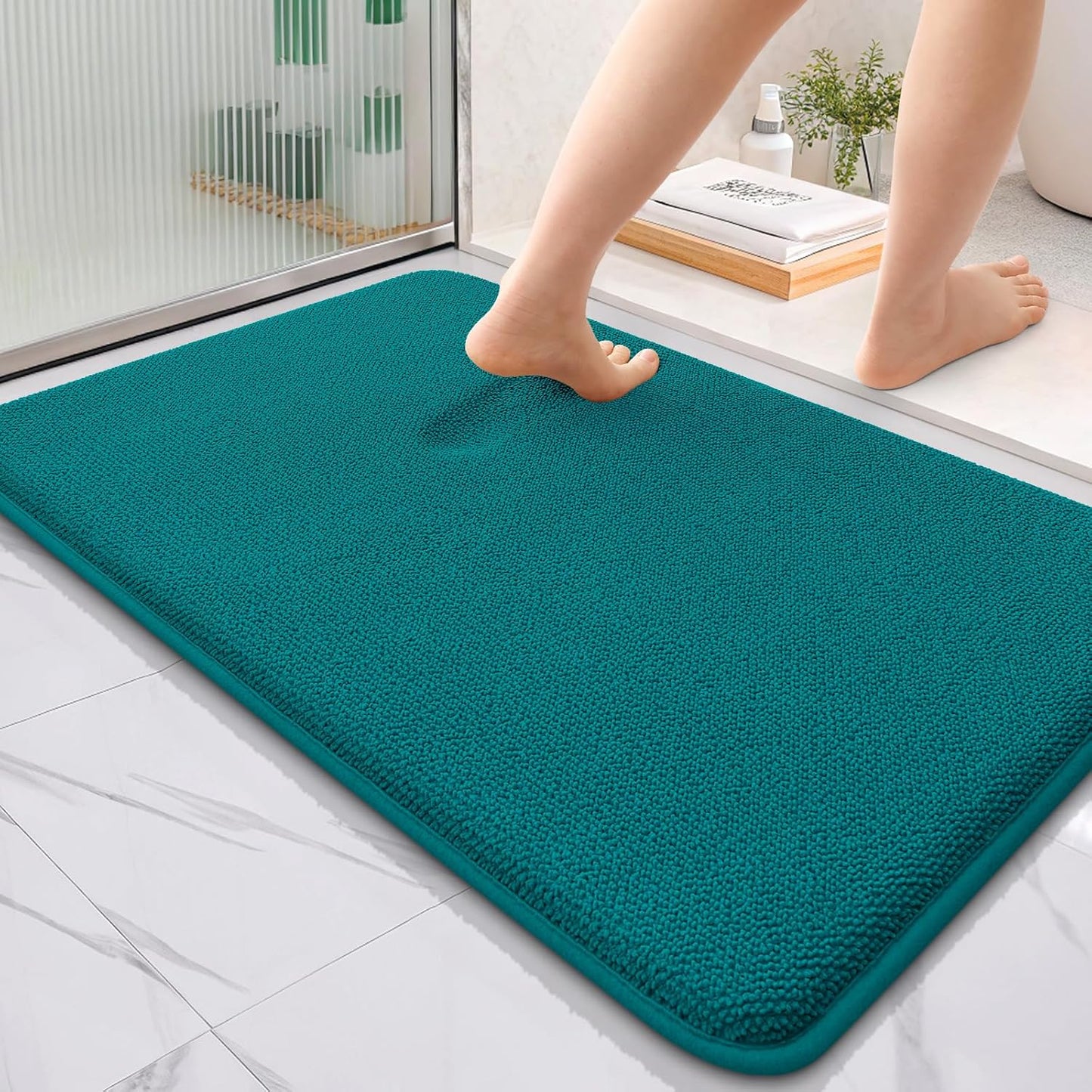 OLANLY Thick Memory Foam Bath Mat Rug 36x24, Extra Soft Absorbent Bathroom Rug, Quick Dry Bath Mats, Non-Slip, Machine Washable Carpet for Bathroom, Tub and Shower, Home Decor Accessories, Deep Lake