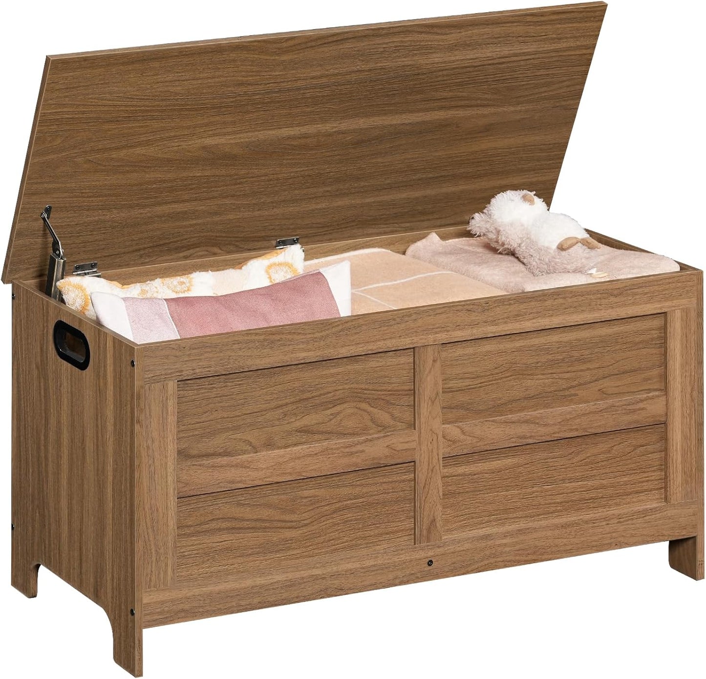 Storage Chest, 39.4” Large Toy Chest, Entryway Storage Trunk, Storage Bench with Safety Hinge, Entrance Bench for Living Room, Entrance, Bedroom, Honey Brown SCOR48301