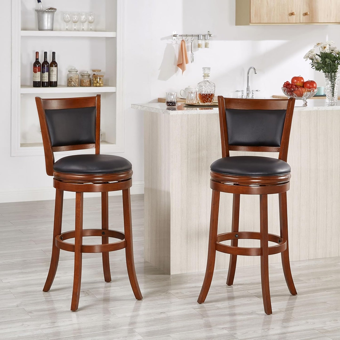 Ball & Cast Swivel Pub Height Barstool 29 Inch Seat Height Cherry Set of 1