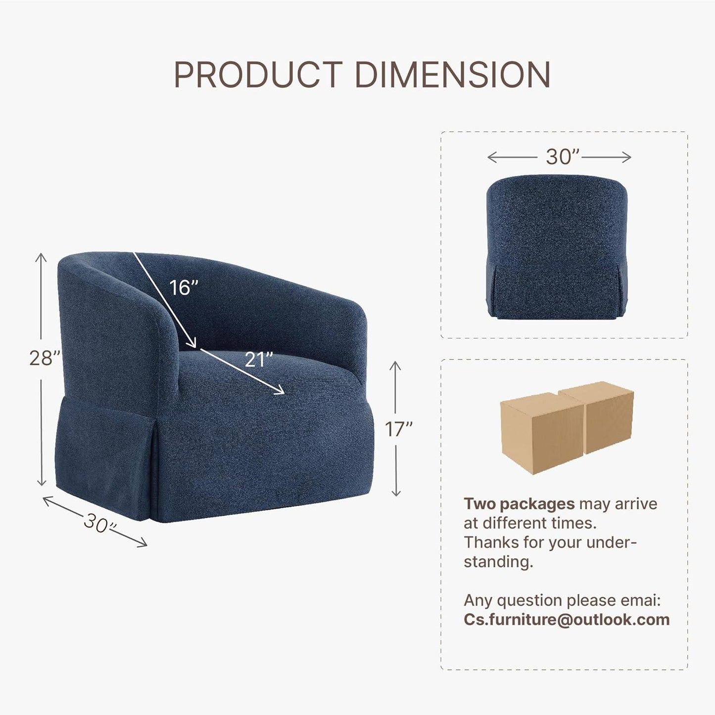 Swivel Accent Chair Set of 2, 360 Degree Performance Fabric Armchair Modern Barrel Chairs Armchair for Living Room Bedroom Home and Office,Blue