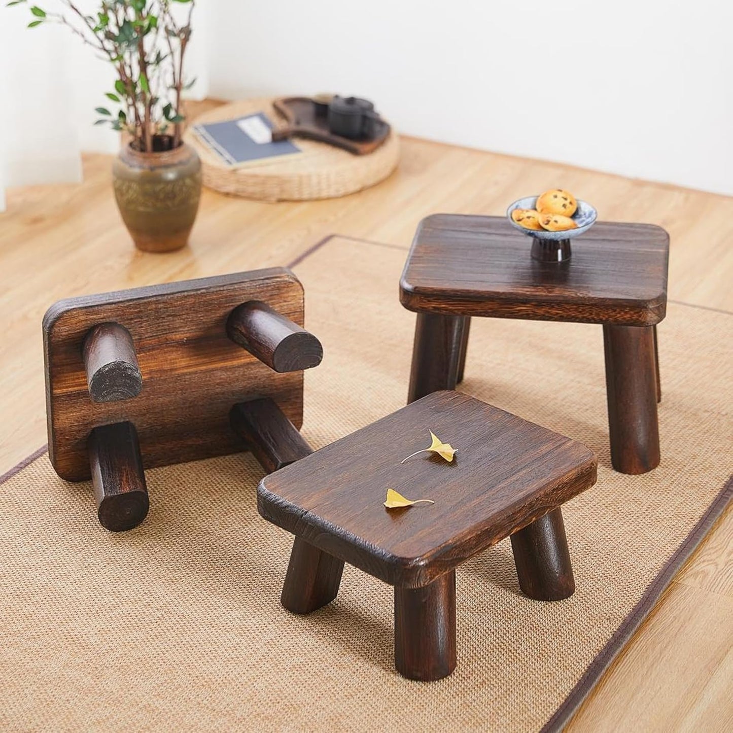 Wooden Step Stool for Adults and Children, Heavy Duty Step Stool, 500 lb. Load Capacity, for Bedroom, Kitchen and Bathroom, High Bed Steps, Easy to Assemble, Super Sturdy