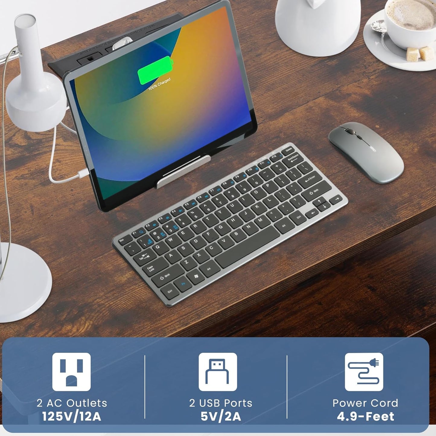 3 Wooden Drawers Night Stand, 27 Inch Wide Nightstand with Charging Station and Adjustable Drawers, Bedside Table for Living Room/Bedroom/Office, Retro Brown.