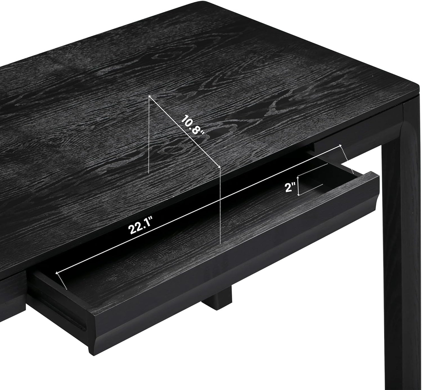 NTC Flow Modern Wooden Rectangle Desk Table with Hidden Drawer – Waterproof & Heat Resistant, Burnt Black