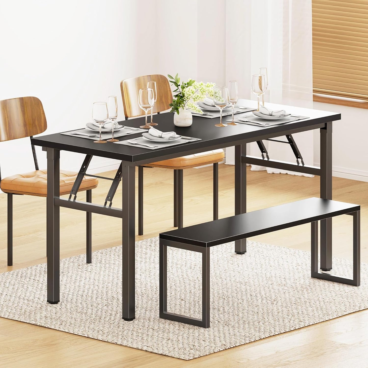 Need Office Computer Desk - 54.3L Sturdy and Heavy Duty Folding Laptop Table,Writing Table/Home Office Desk/Sewing Table,No Assembly Required (Black) AC5CB138