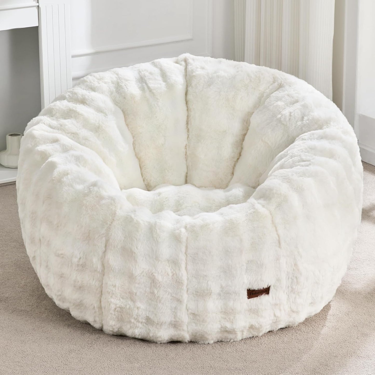 Hobestluk Bean Bag Chair Oversized Bean Bag Chair for Adults Donut-Shaped Large Bean Bag with Spacious Design for Living Room Bedroom or Reading Nook (Bubble White)