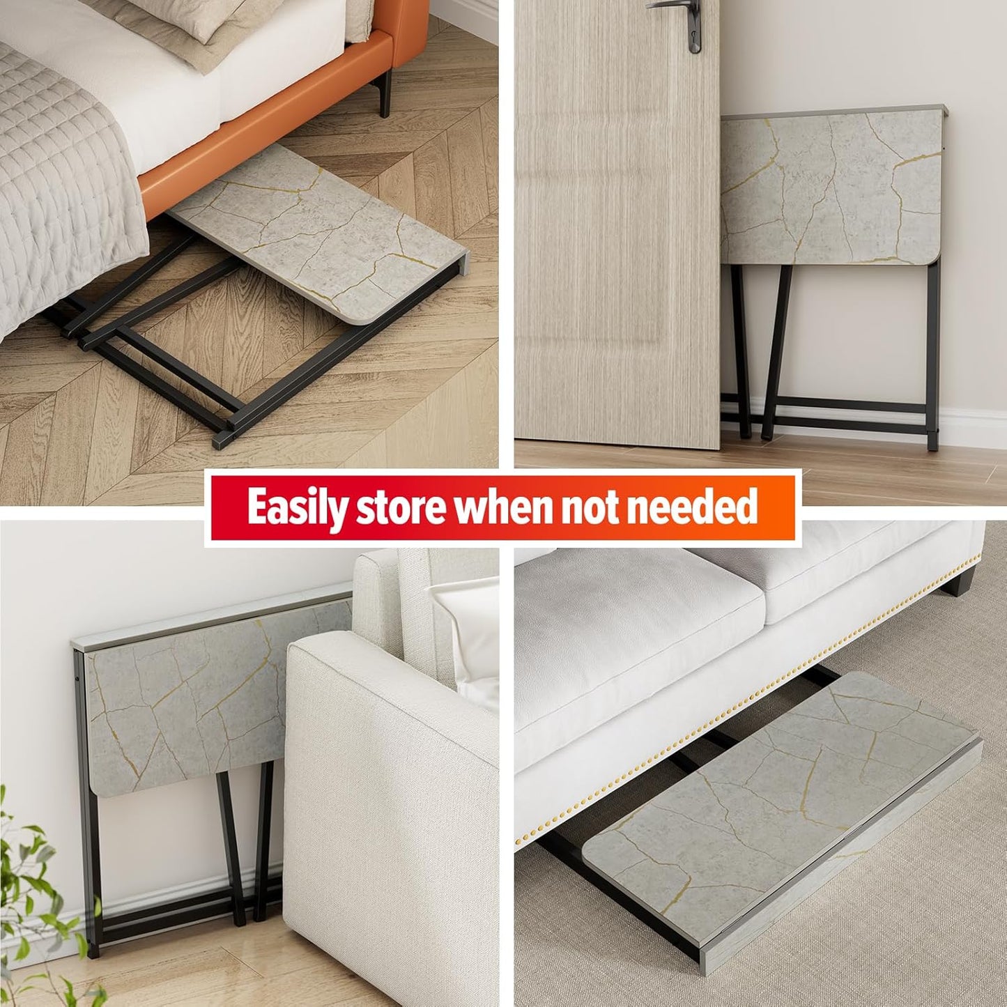 WOHOMO Small Foldable Computer Desk Writing Study Desk Easy Assembly Space-Saving Foldable Laptop Table Writing Workstation for Home Office,Grey