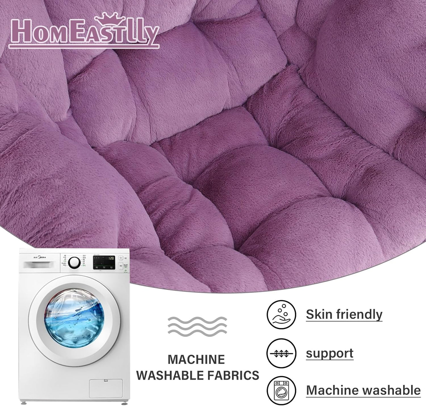 Lazy Chair with Ottoman, Modern Large Accent Lounge Chair with a Pillow, Leisure Sofa Armchair with Ottoman, Reading Chair with Footrest for Bedroom, Living Room, Dorm Rooms,Plush Purple