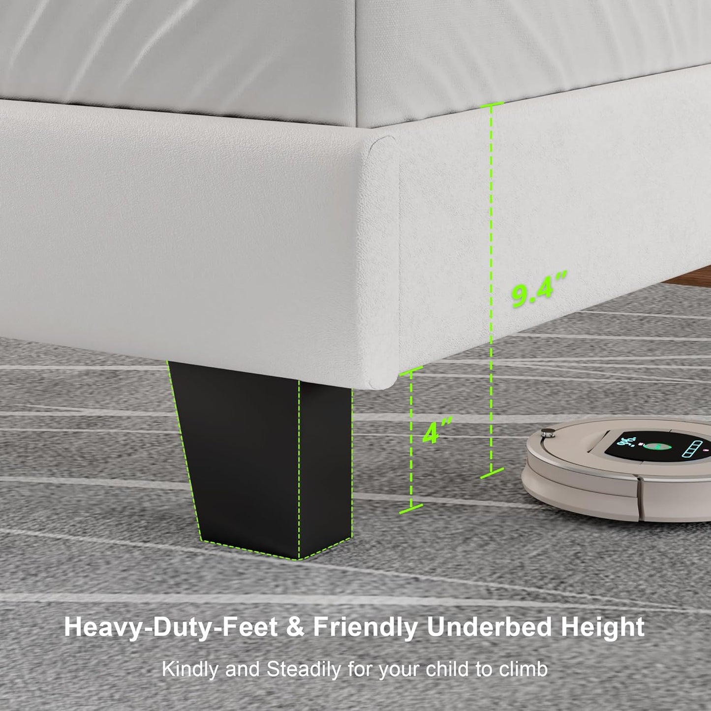 Feonase Velvet Full Size Platform Bed Frame with Button Tufted Headboard, Upholstered Bed with Wooden Slats Support, No Box Spring Needed, Easy Assembly, Noise-Free, White