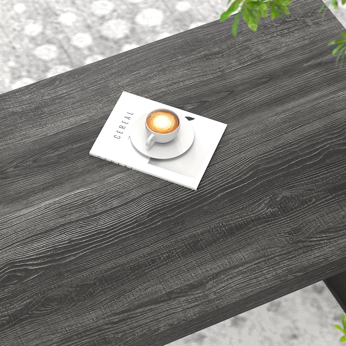 FOLUBAN Coffee Table, Modern Industrial Wood and Metal Center Table, Rectangle Cocktail Tea Table for Living Room, Dark Gray, 44 Inch