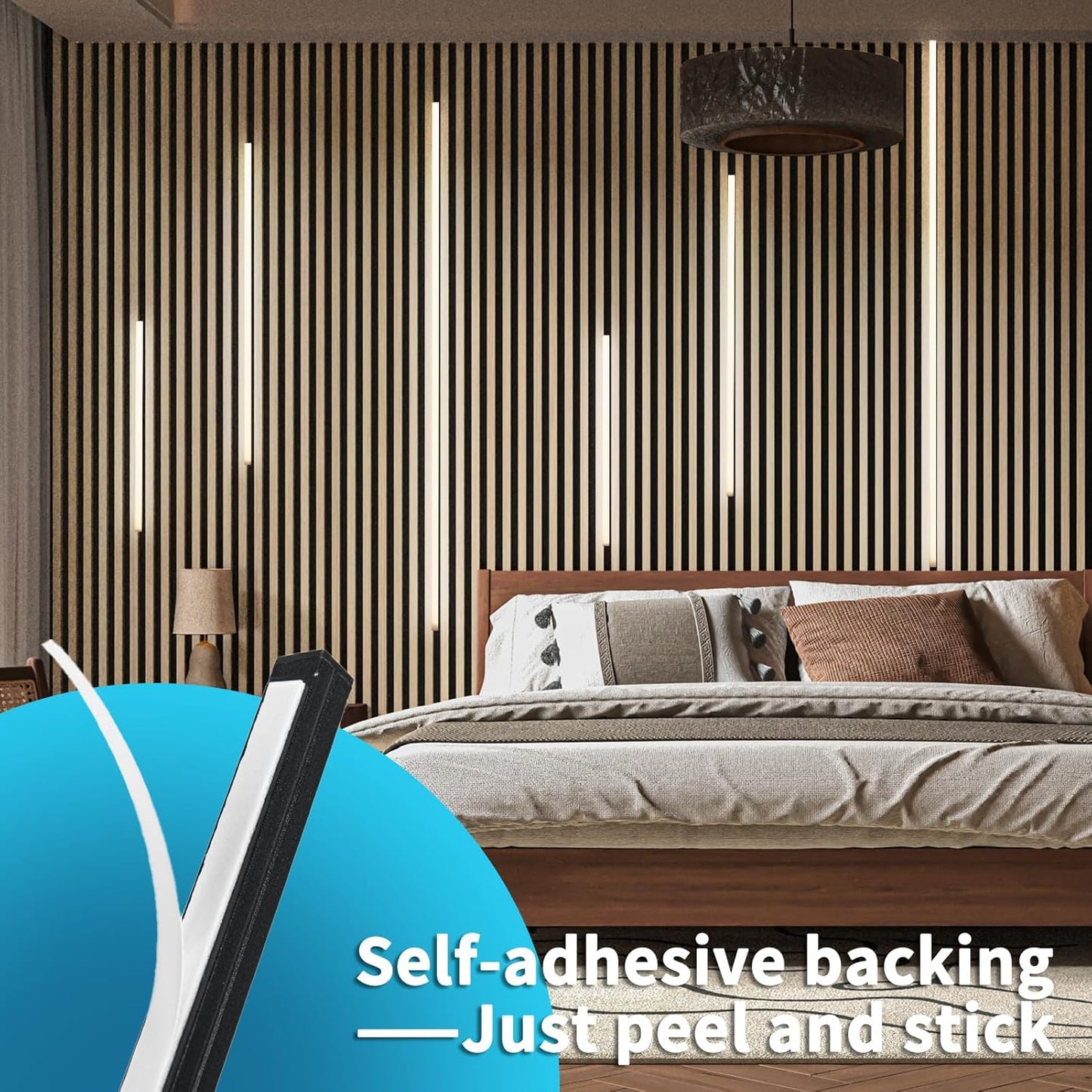 Art3d LED Recessed Lighting Kit - 6pcs Self-Adhesive White LED Light with Smart Switch, 3000k Touching Switch Light for Wood Slat Wall Panels, Headboards, Stairs, Under Cabinet, Home Decor