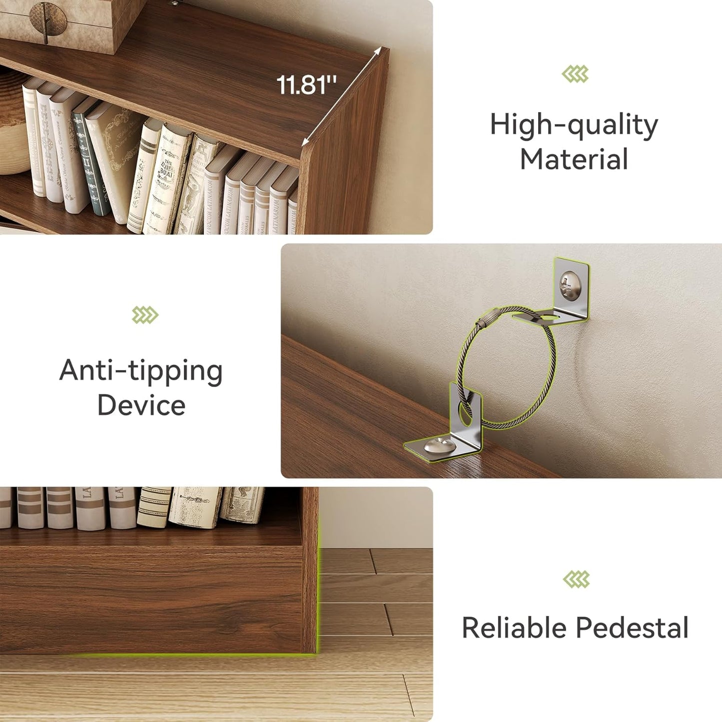 LITTLE TREE 72-Inch Tall Bookcase, 6-Tier Wooden Large Bookshelf, Wide Bookcase Bookshelves, Freestanding Modern Display Shelving Unit for Living Room, Bedroom, Office, Rustic Brown