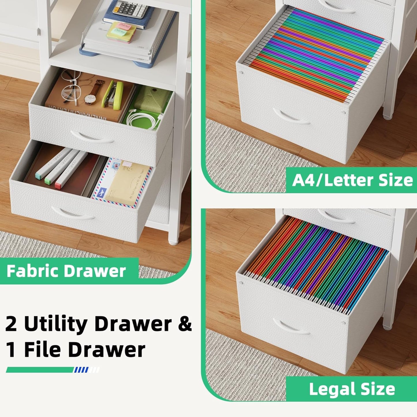 93'' Two Person Desk with Charging Station, Long Desk with 3 Drawers and Printer Shelf, Double Computer Desk, Fabric Drawers, 2 Person Writing Study Table Workstation for Home Office, White