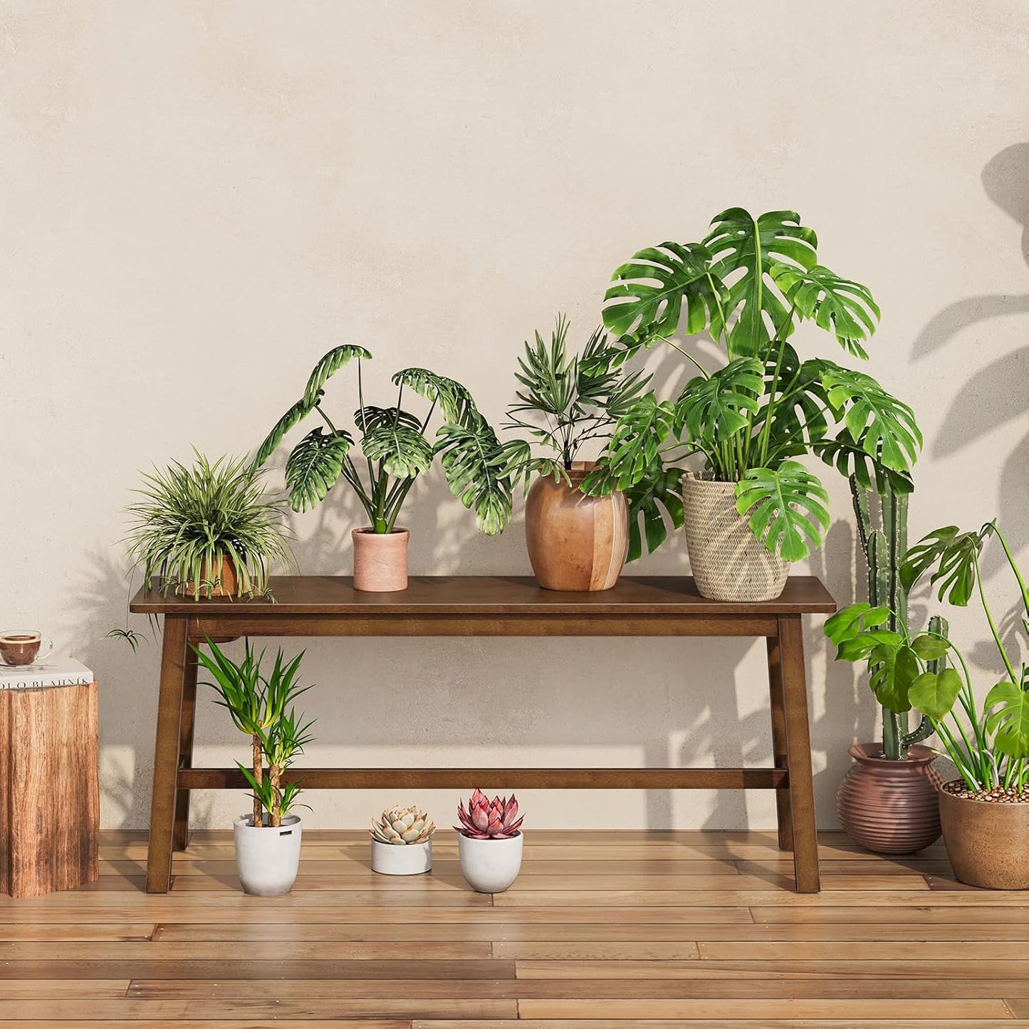 HOOBRO 39.3'' Bamboo Dining Bench, Farmhouse Kitchen Table Bench, Kitchen & Living Room Furniture, Easy to Assemble, Sturdy and Stable, Mocha MA03CD01G2