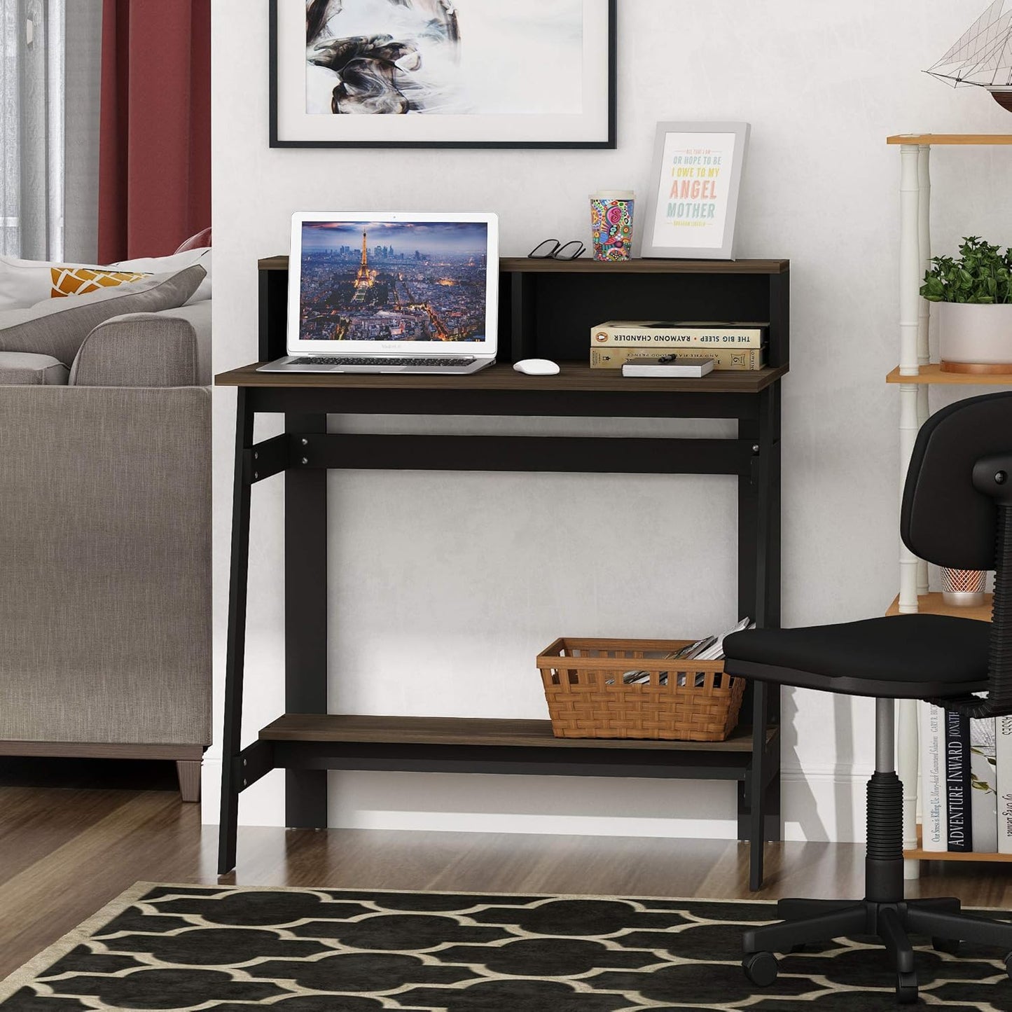 Furinno Simplistic A Frame Computer Desk, 17.9"D x 31.6"W x 35.5"H, Columbia Walnut