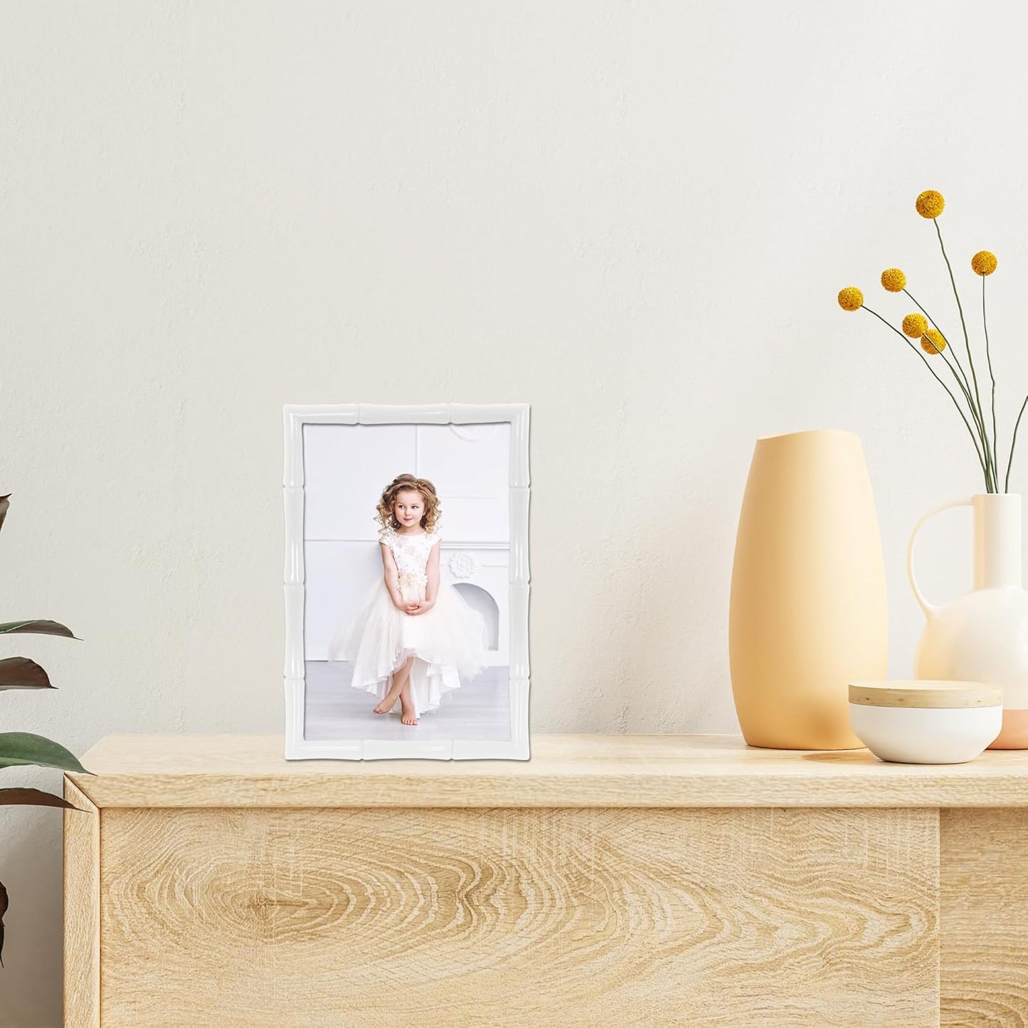 Lawrence Frames Cast Metal Frame - Bamboo Design, White, 4x6