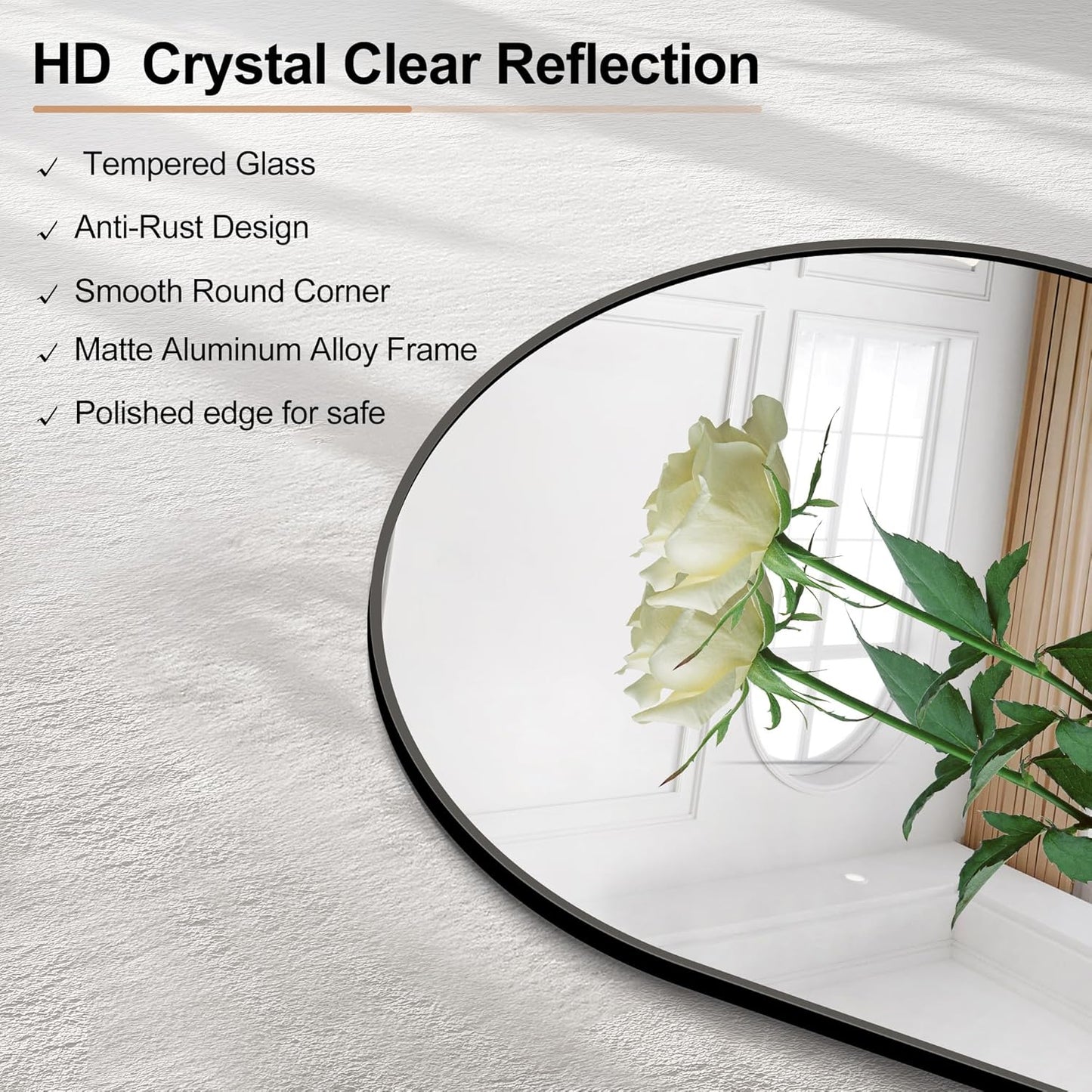 Arched Bathroom Mirror, 30"x50" Black Arched Mirror for Bathroom, Wall Mounted Mirror, Gold Vanity Wall Mirror Metal Frame for Bedroom, Entryway, Living Room, Vertically Hanging