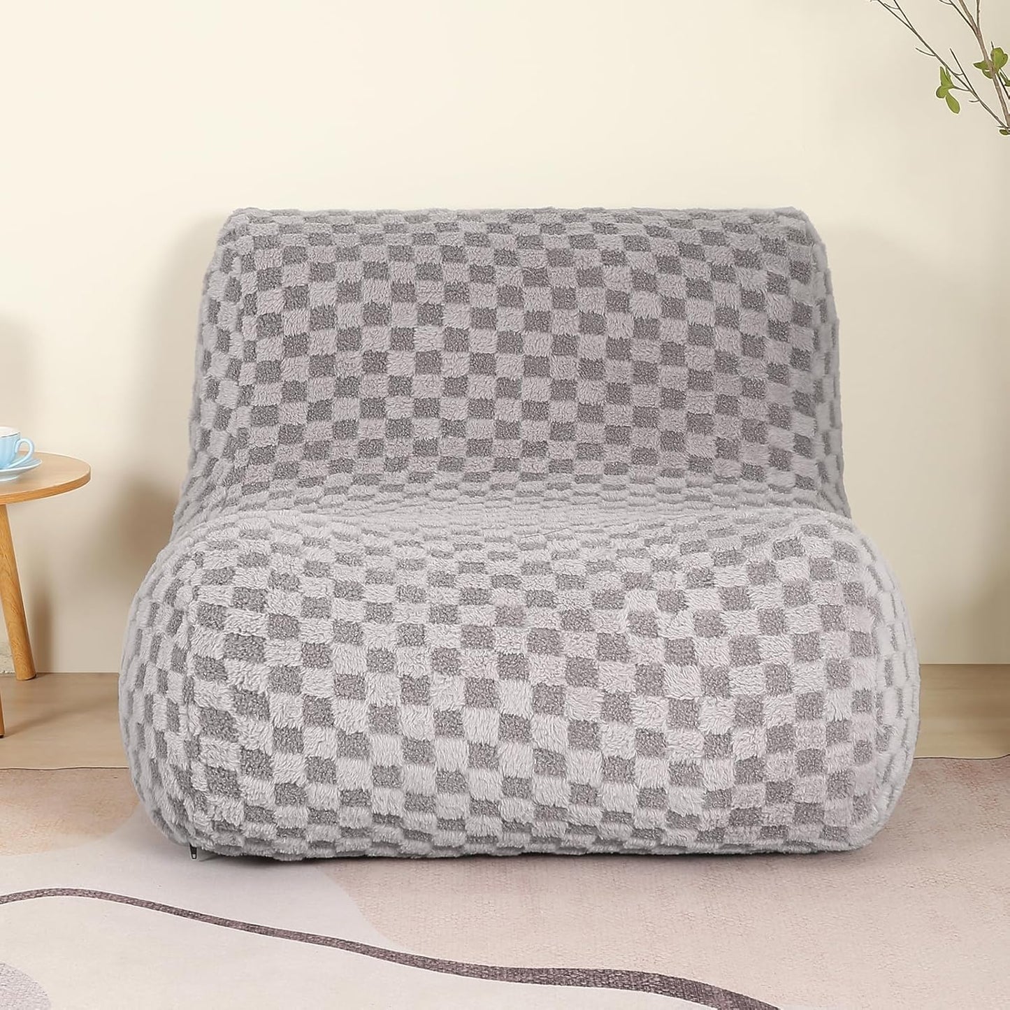 Bean Bag Chairs for Adults, Comfy Floor Sofa with Memory Foam, Giant Bean Bag Couch for Living Room Bedroom Dorm Office, Smoke Grey