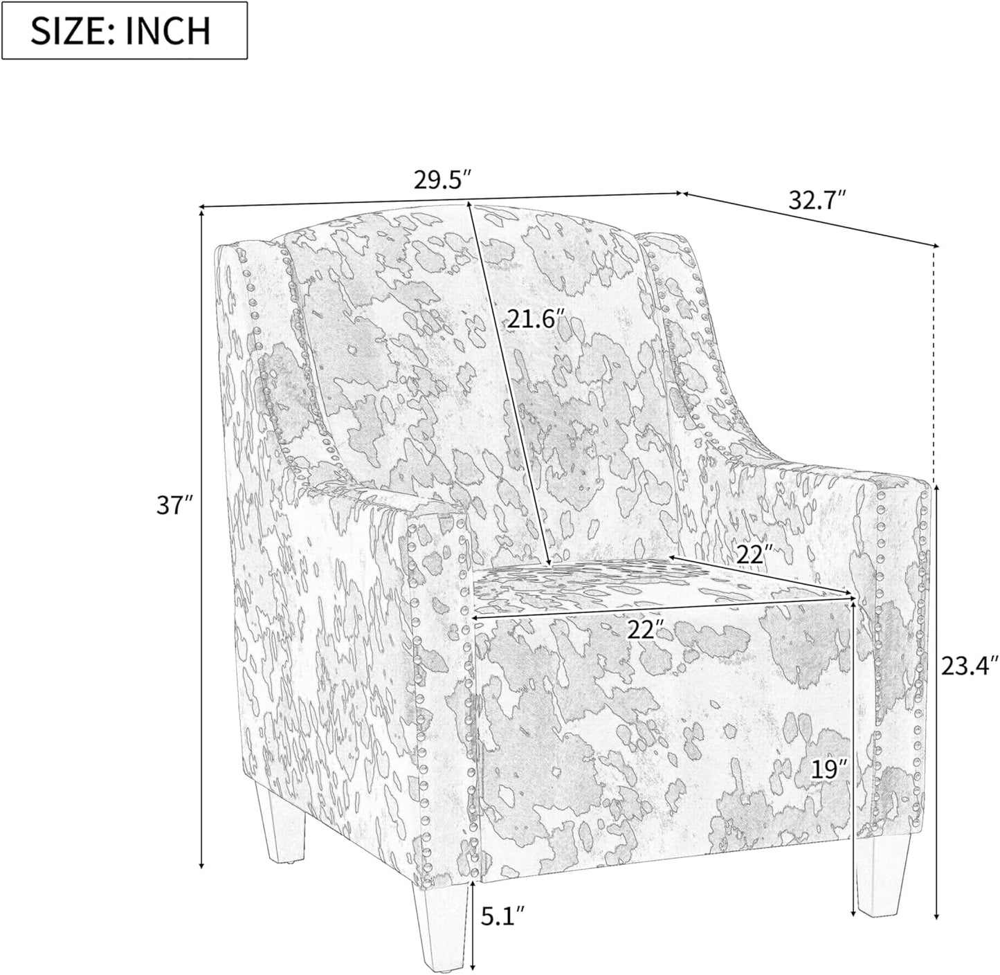 Ball & Cast Upholstered Arm Chair,Classic American Style Flower Design Fabric Dining Chair,Comfy Accent Chair w/Nailhead Trim & Wooden Legs,Seating Furniture for Bedroom,Apartment,Brown+White
