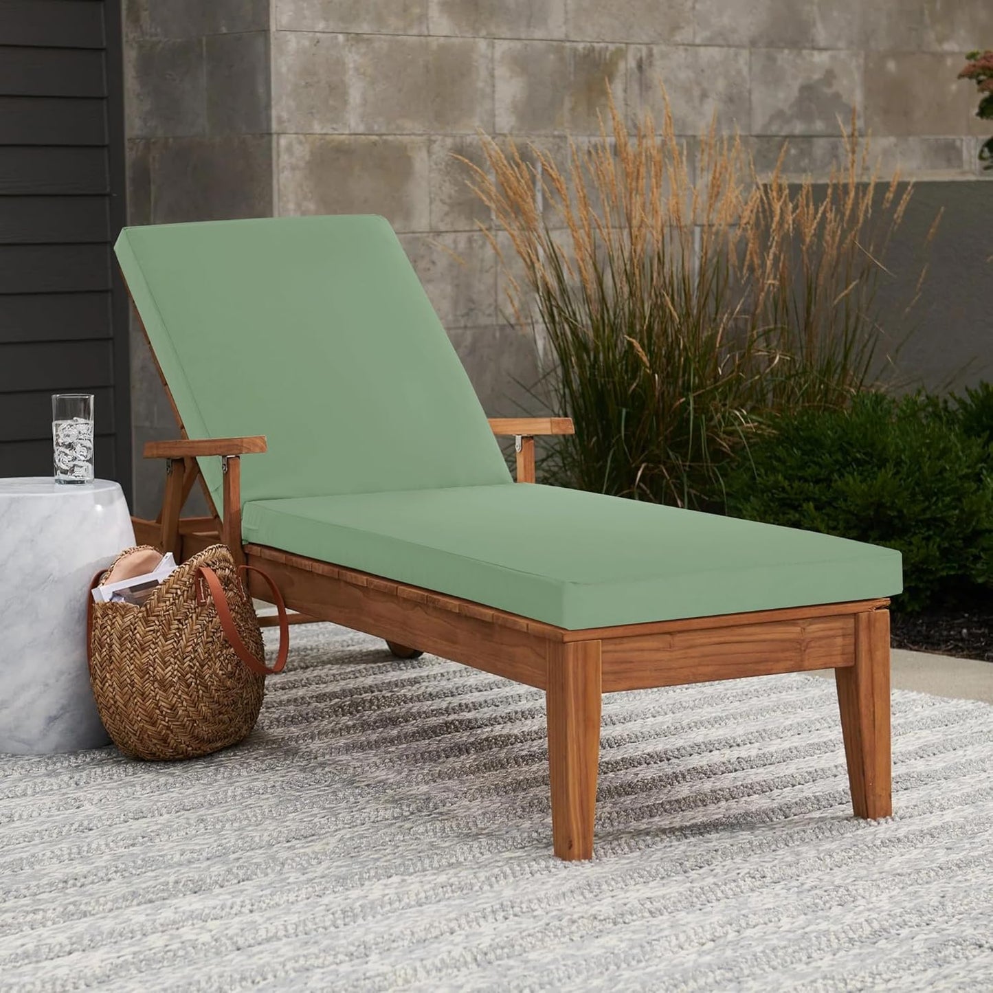 Chaise Lounge Cushions Outdoor - Waterproof and Fade Resistant Sun Lounger Replacement Cushions - Patio Lounger Pads with Removable Cover for Pool, Deck, Lawn, 72 x 21 x 3 Inch, Sage Green