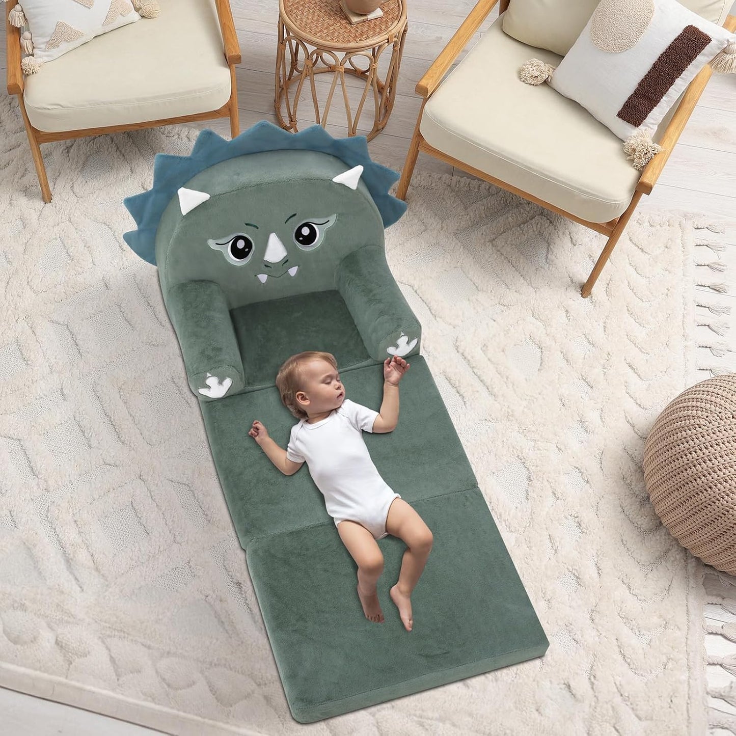 Kids Couch Comfy Foldable Kids Sofa to Lounger 2 in 1 Toddler Chair Plush Baby Sleeper Chair for Playing and Napping, Birthday Gifts for Boys and Girls