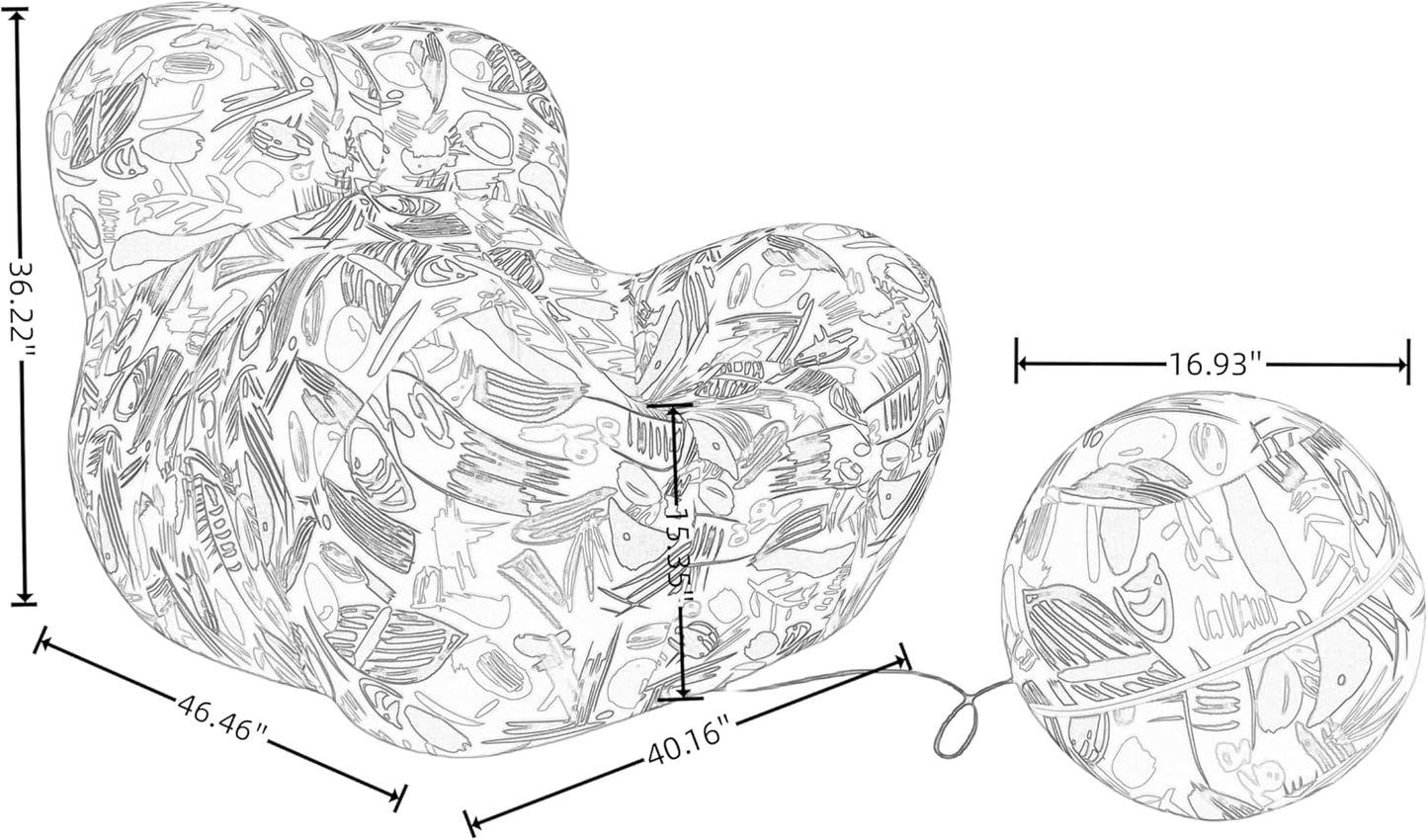 Bean Bag Chair - Memory Foam Bean Bag Chair for Adults, Comfy High-Resilience Single Sofa, Small Space Floor Chair, Chaise Lounge for Living Room, Bedroom (Cartoon, Ball)