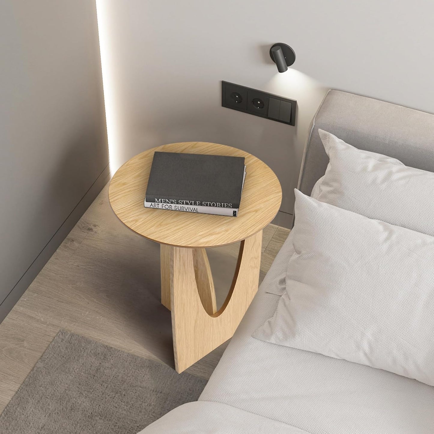 Get Set Style Round End Table Accent Side Table Circle Wood Corner Table Small Modern Coffee Table for Living Room or Bedroom Nightstand (Natural Finish)